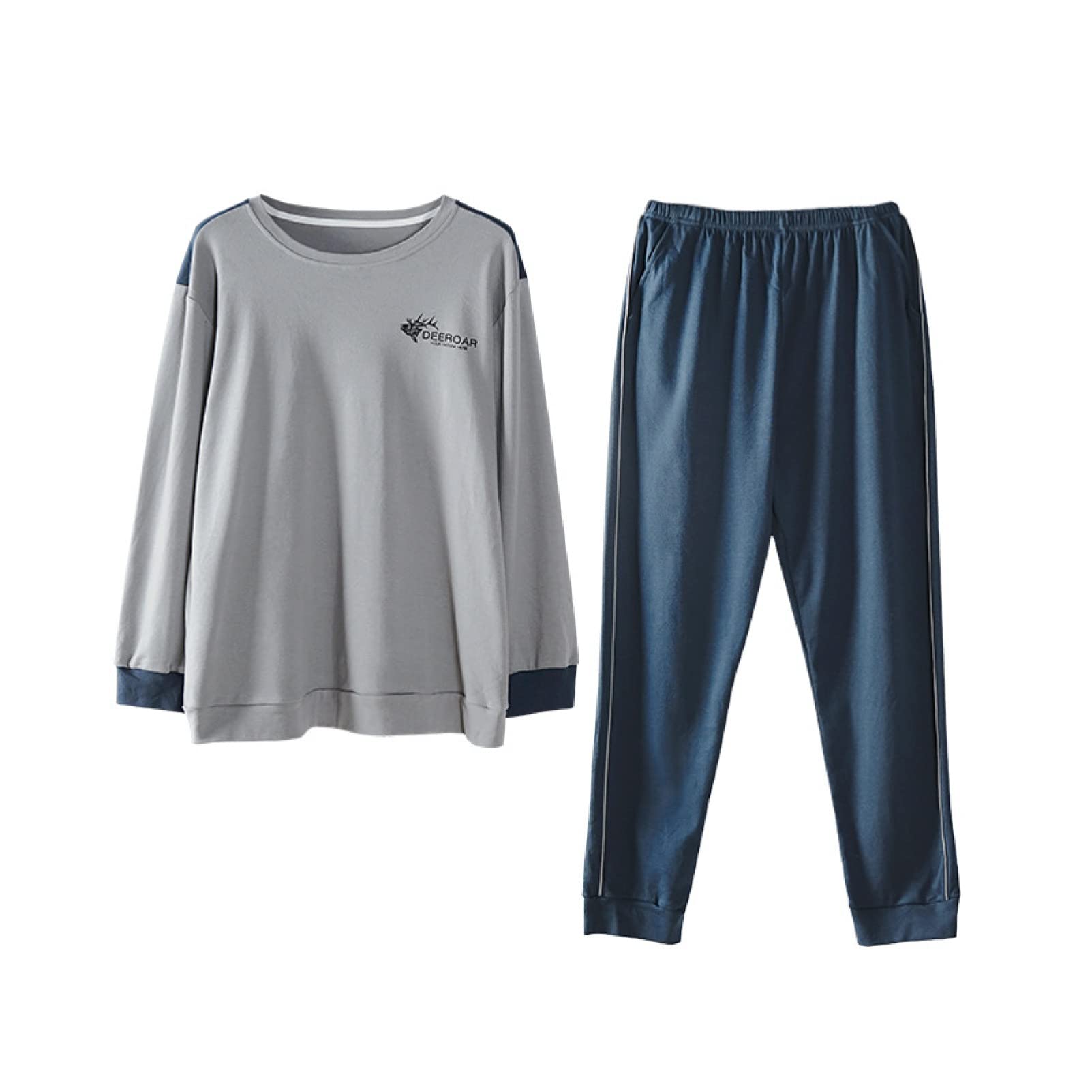 Men's Cotton Pajama Set - Soft Long Sleeve Loungewear for Home & Sleep