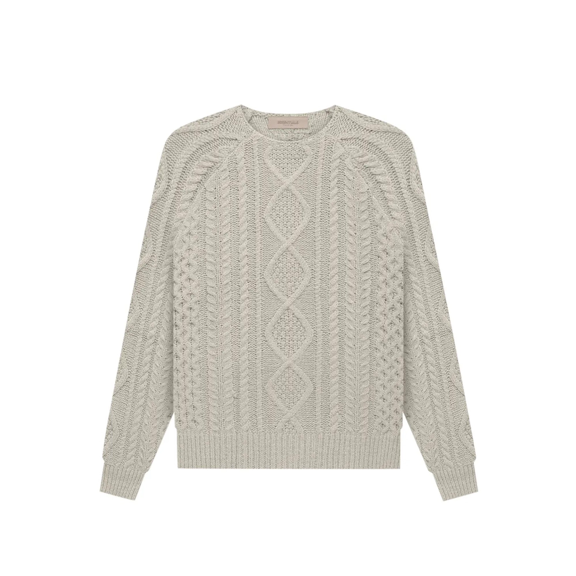 Fear of God Essentials Cable Knit Sweater 'Smoke' 2022 - Men's Casual Winter Pullover for Streetwear & Layering Outfits