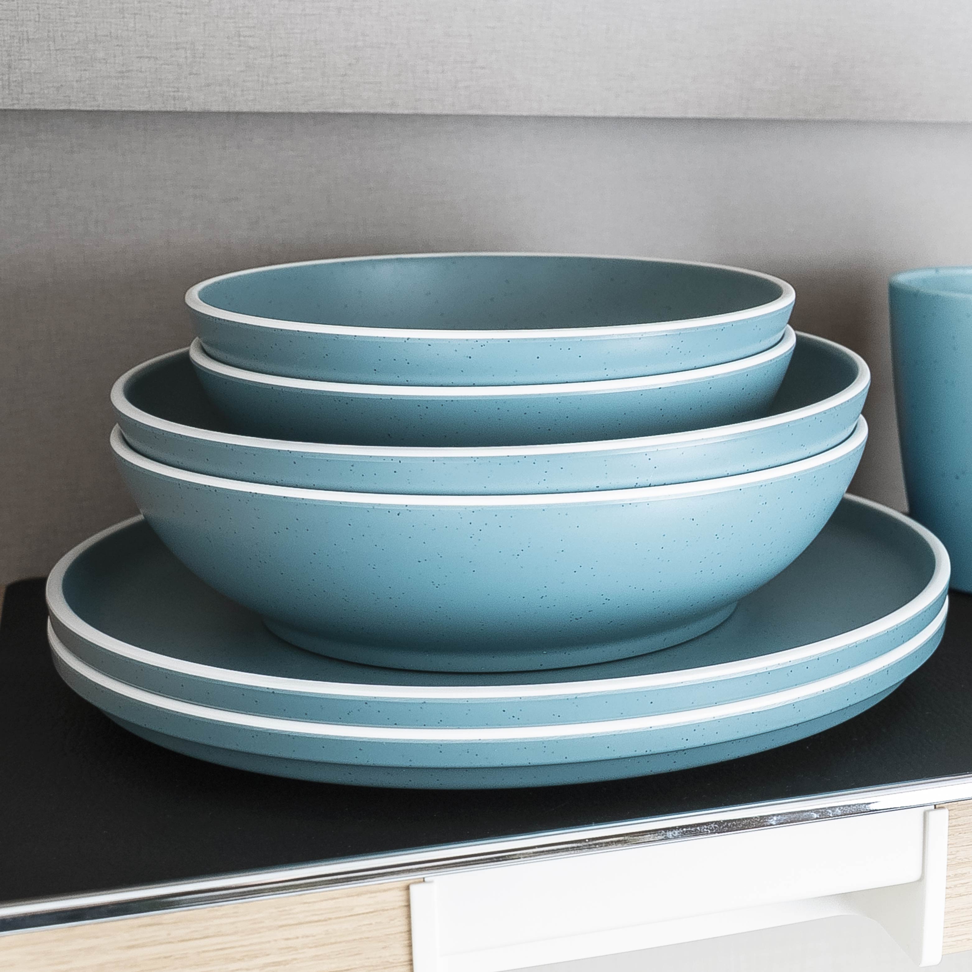 Premium Plastic Food Bowls with Magnet Base - DOLOMIT BLUE, 20cm for Refrigerator Storage & Kitchen Organization