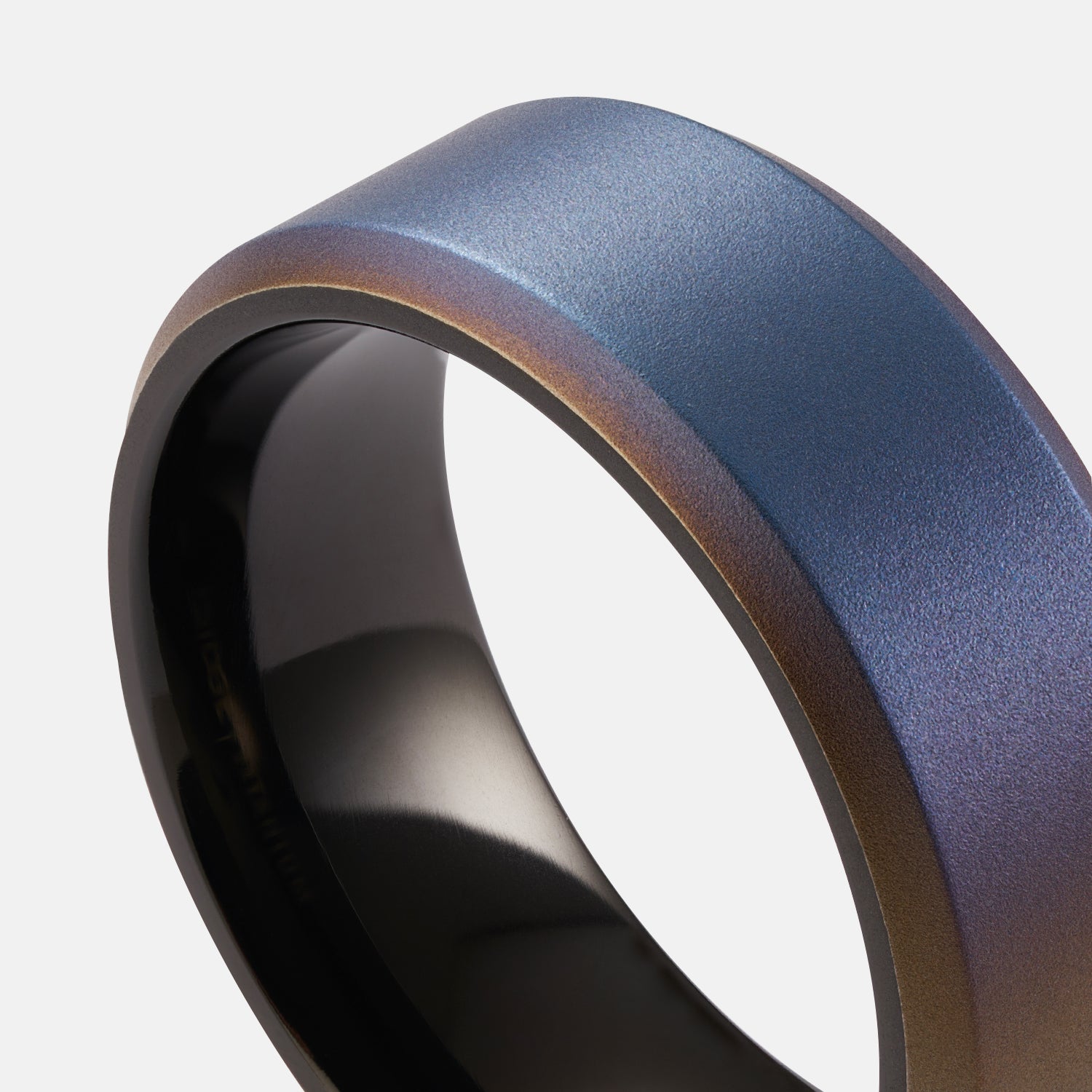 Ridge 8mm Beveled Ring Set in Burnt Titanium - Stylish Wedding Band & Anniversary Gift for Men & Women - Perfect for Everyday Wear & Special Occasions