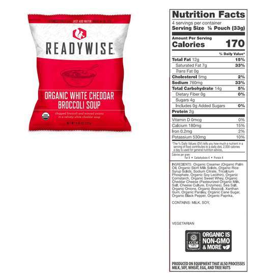 ReadyWise 90 Servings Organic Emergency Freeze Dried Food - Long Shelf Life Survival Food for Camping, Hiking & Disaster Preparedness