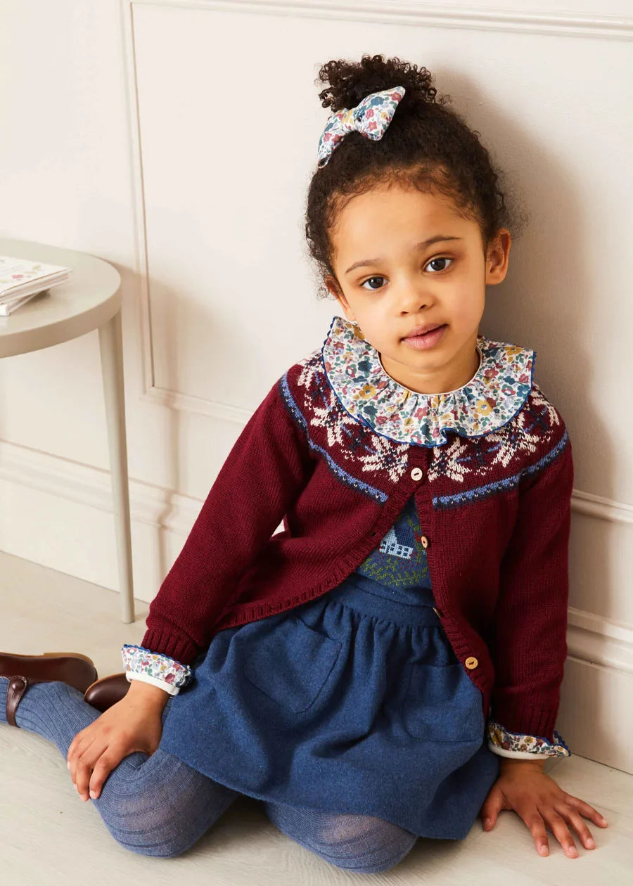 Blue Wool Embroidered Skirt for Baby Girls | Soft Winter Dress for Special Occasions & Photo Shoots