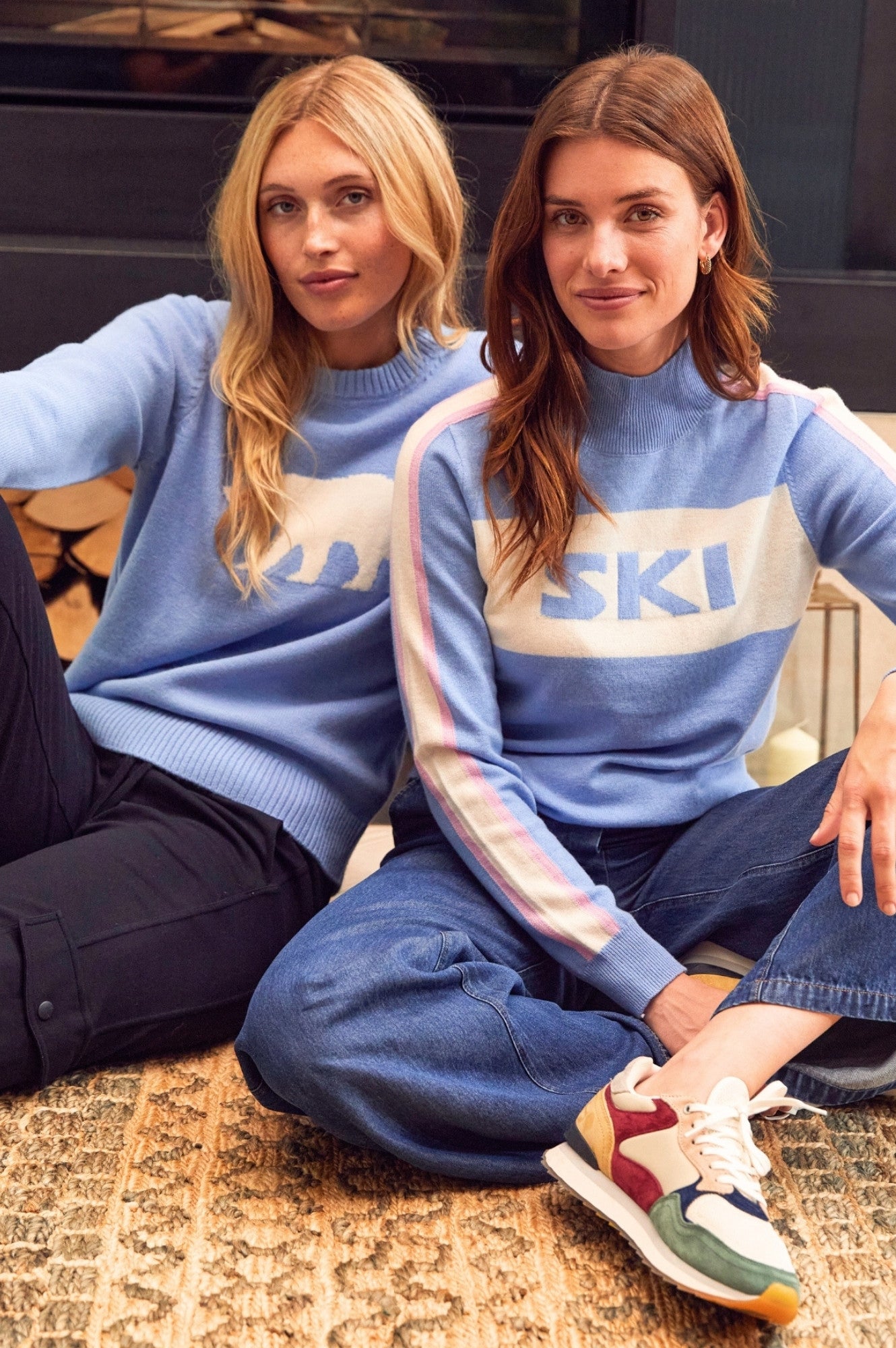 Premium Merino Wool Polar Bear Sweater for Women & Men | Soft & Warm Winter Knitwear | Serene Blue & Cream Color | Cozy Holiday & Casual Outfit