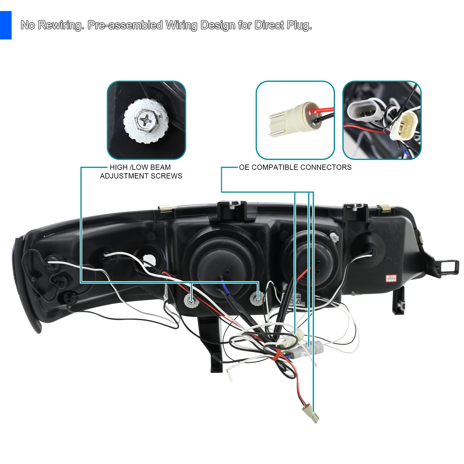 Spec-D LED Projector Headlights for 1994-1997 Honda Accord - Chrome Housing, Clear Lens (Pair) - Upgrade Your Ride