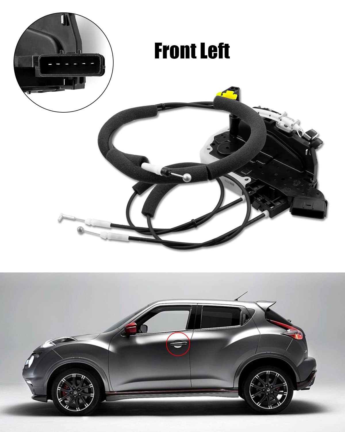 Nissan Juke Door Lock Actuator Motor 2011-2017 Replacement - Compatible with Front Left Driver Side 80501-1KM1A 6-Pin Lock Latch with Cables | Perfect for Door Lock Repair & Maintenance