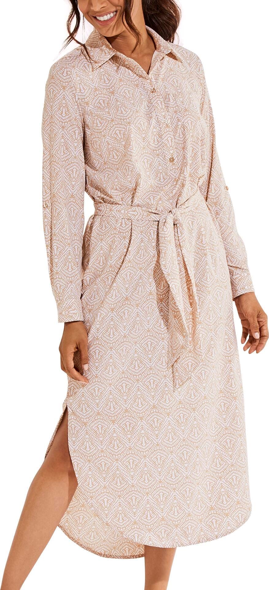 Coolibar UPF 50+ Women's Prado Shirt Dress - Sun Protective Long Sleeve Beach Cover Up for Summer Outdoor Activities