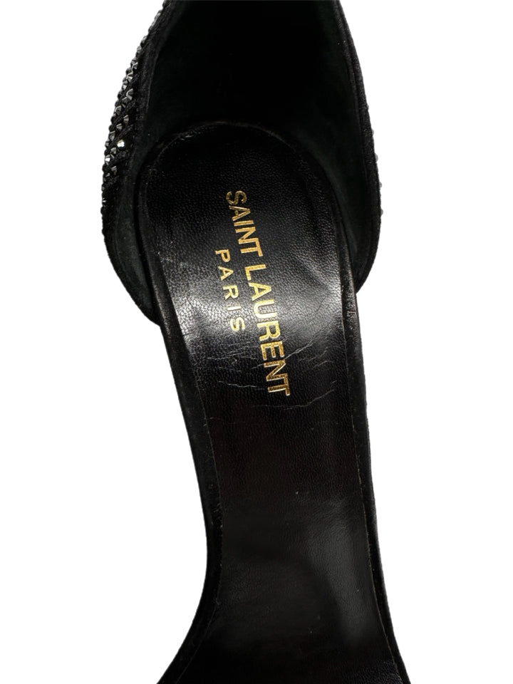 Saint Laurent Jane Black Rhinestone Embellished Stilettos Heels - Size 40.5 (US 9.5) - Luxury Designer Pumps for Women, Perfect for Evening Parties, Weddings & Special Occasions