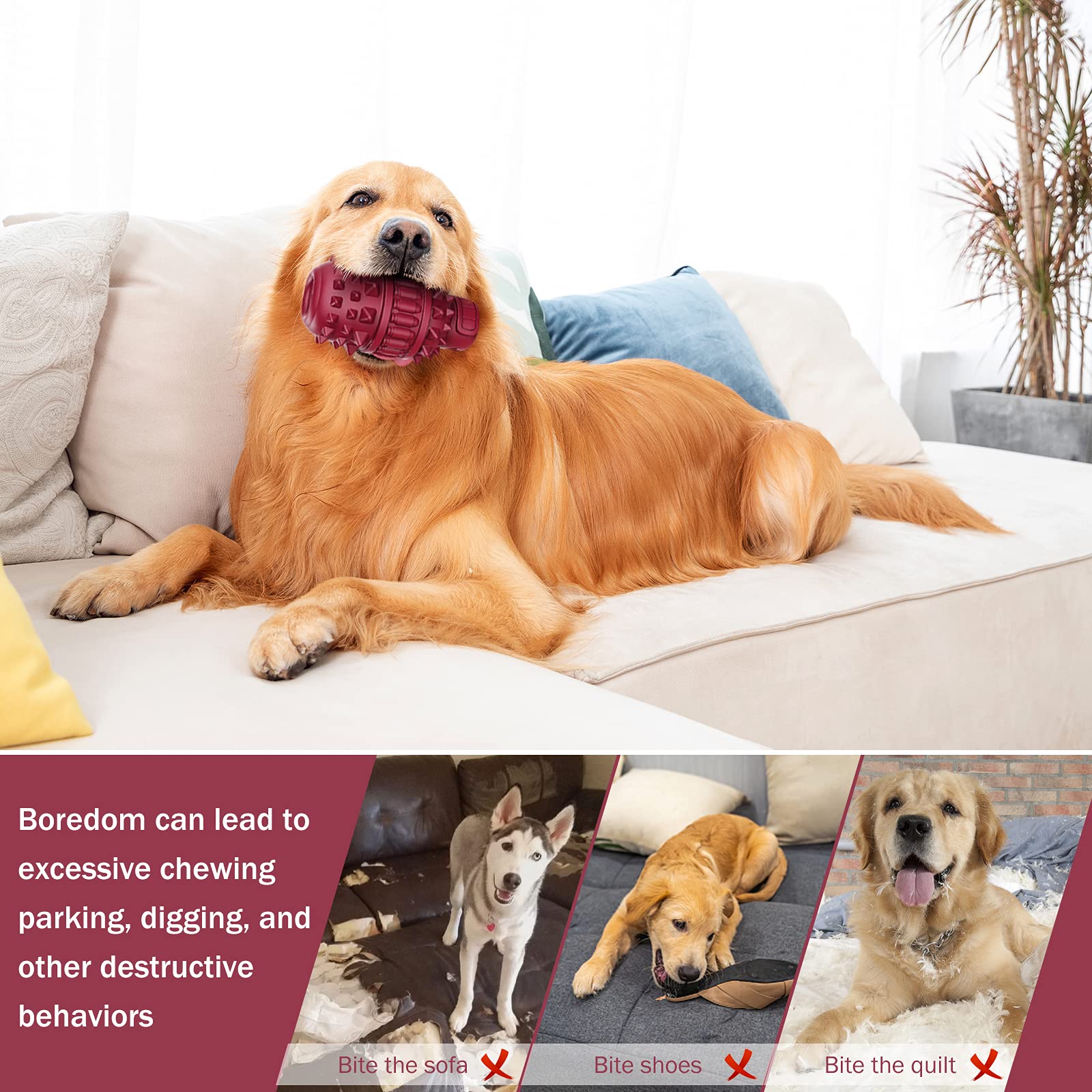 Indestructible Dog Chew Toys for Aggressive Chewers - Durable Interactive Teeth Cleaning Toys for Medium & Large Breed Dogs - Anxiety Relief & Dental Health - Perfect for Playtime, Training, and Long-Lasting Entertainment