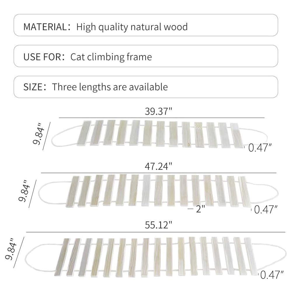 La La Pet® Wooden Cat Bridge & Ladder - Multi-Level Cat Perch, Hammock, Shelf & Climber for Indoor Cats - Kitty Activity Furniture (47.24