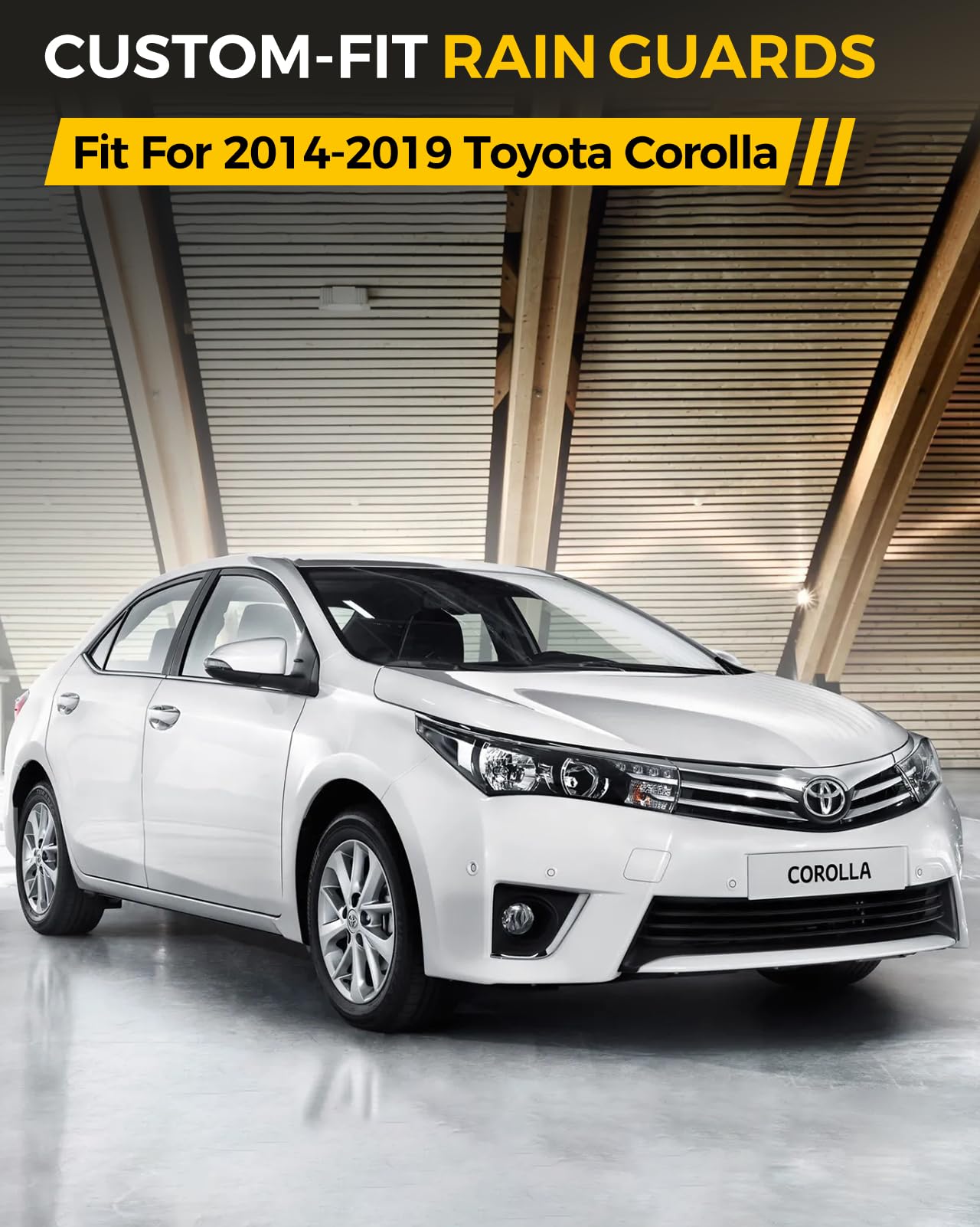 Rain Guards for Car Windows - 4PCS Tape-On Window Visors & Deflectors for 2014-2019 Toyota Corolla | Weather Protection & Improved Ventilation | Perfect for Rainy Days & Summer Driving