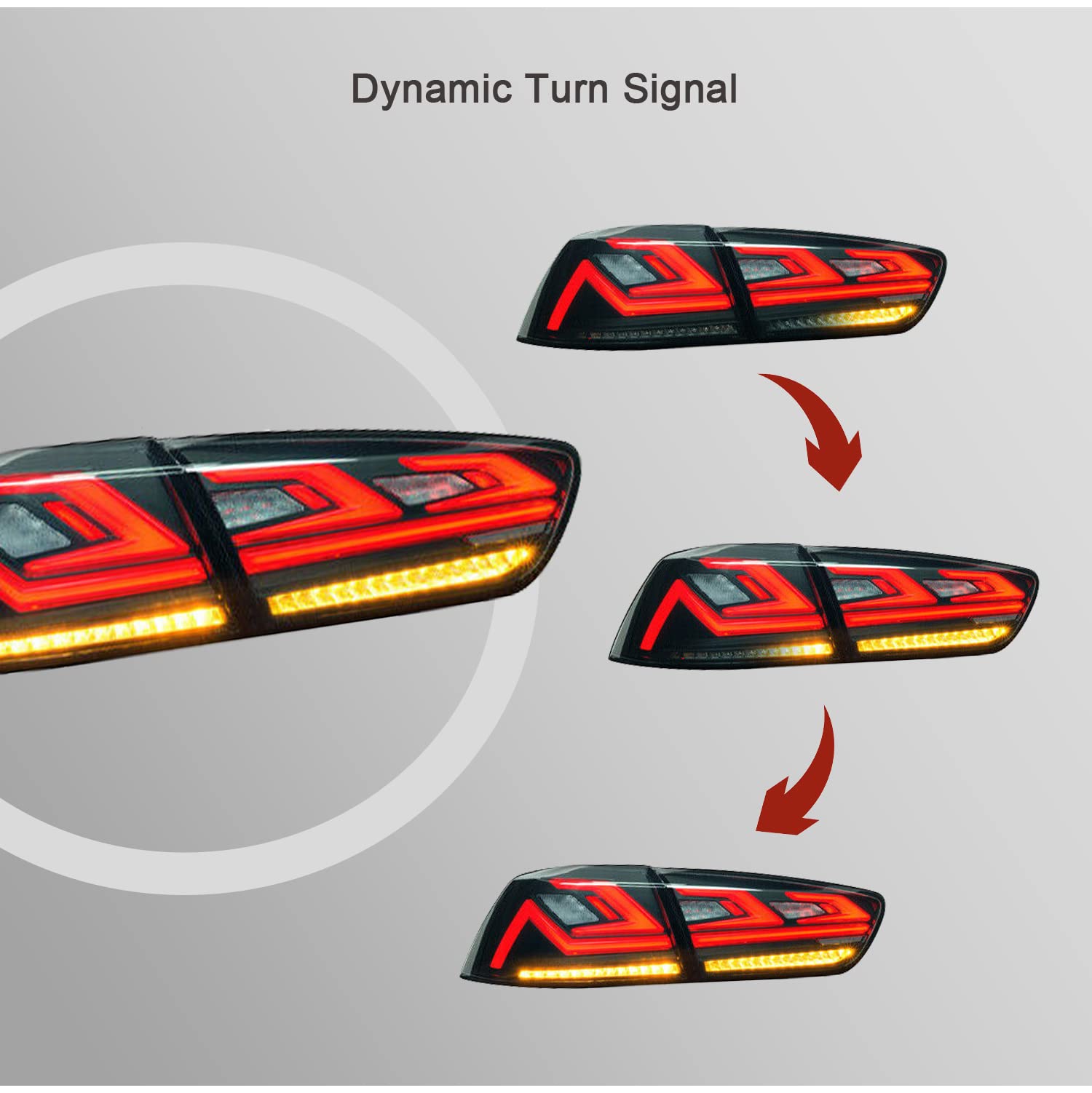 HCMOTIONZ HCmotion LED Headlights & Tail Lights for Mitsubishi Lancer EVO X 2008-2020 - Clear/Amber Demon Eye with Smoke Lens, DRL Startup Animation & Sequential Turn Signals - Upgrade for Night Driving & Car Shows