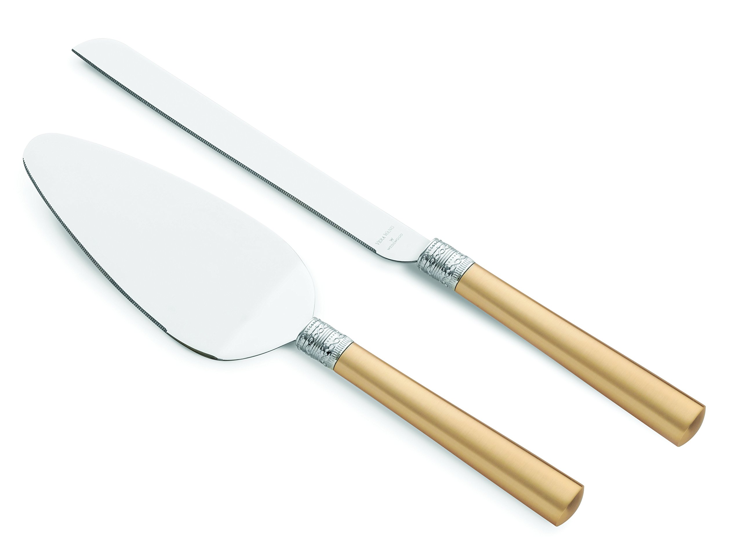 Wedgwood Vera Wang with Love Gold Cake Knife and Server Set - Elegant Wedding, Bridal Shower & Anniversary Gift for Cake Cutting Ceremonies