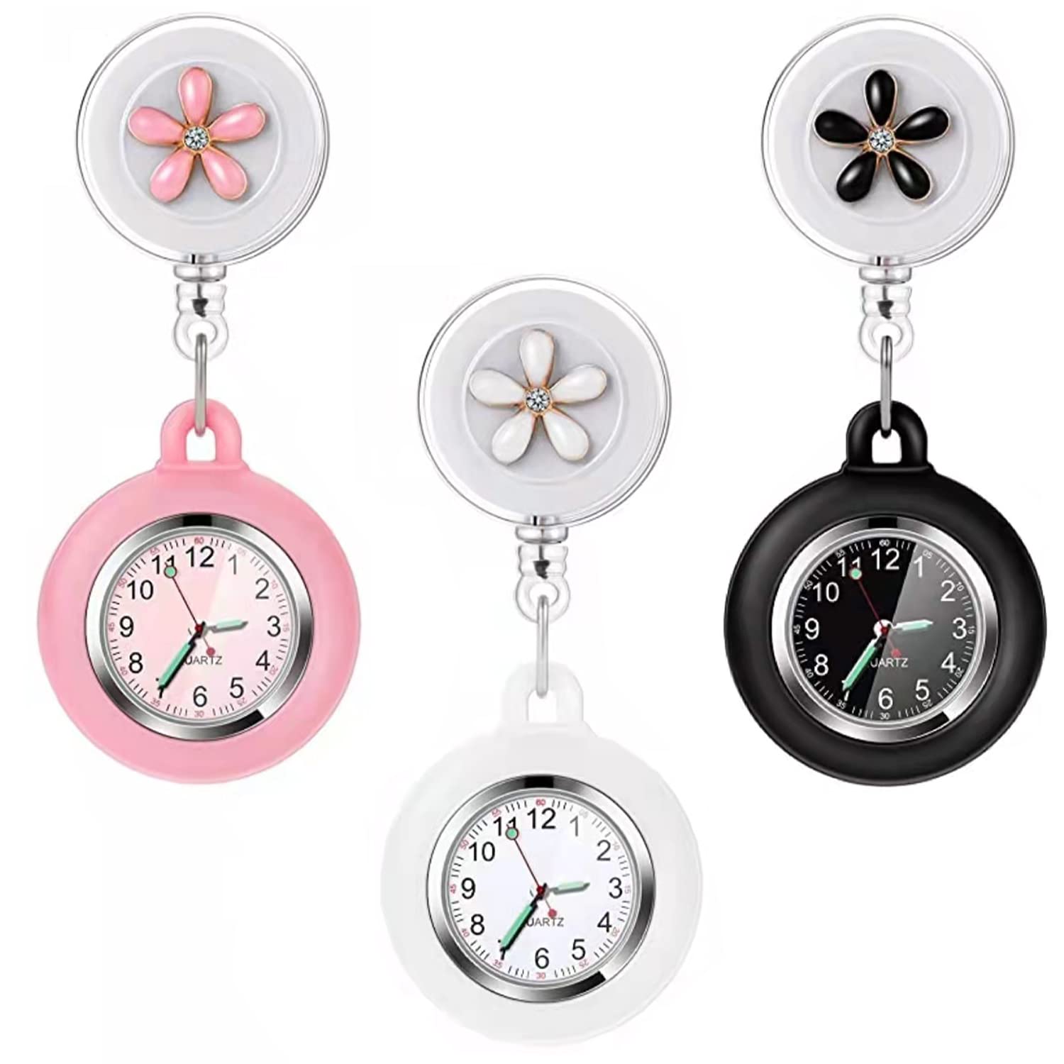 Nurse Watch with Glow in The Dark Pointer, Clip-On Fob Watch with Second Hand for Medical Professionals - Perfect for Night Shifts, Hospitals, and Clinical Use