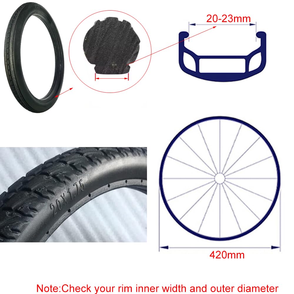 20x1.75 Inch Solid Bike Tires - 20