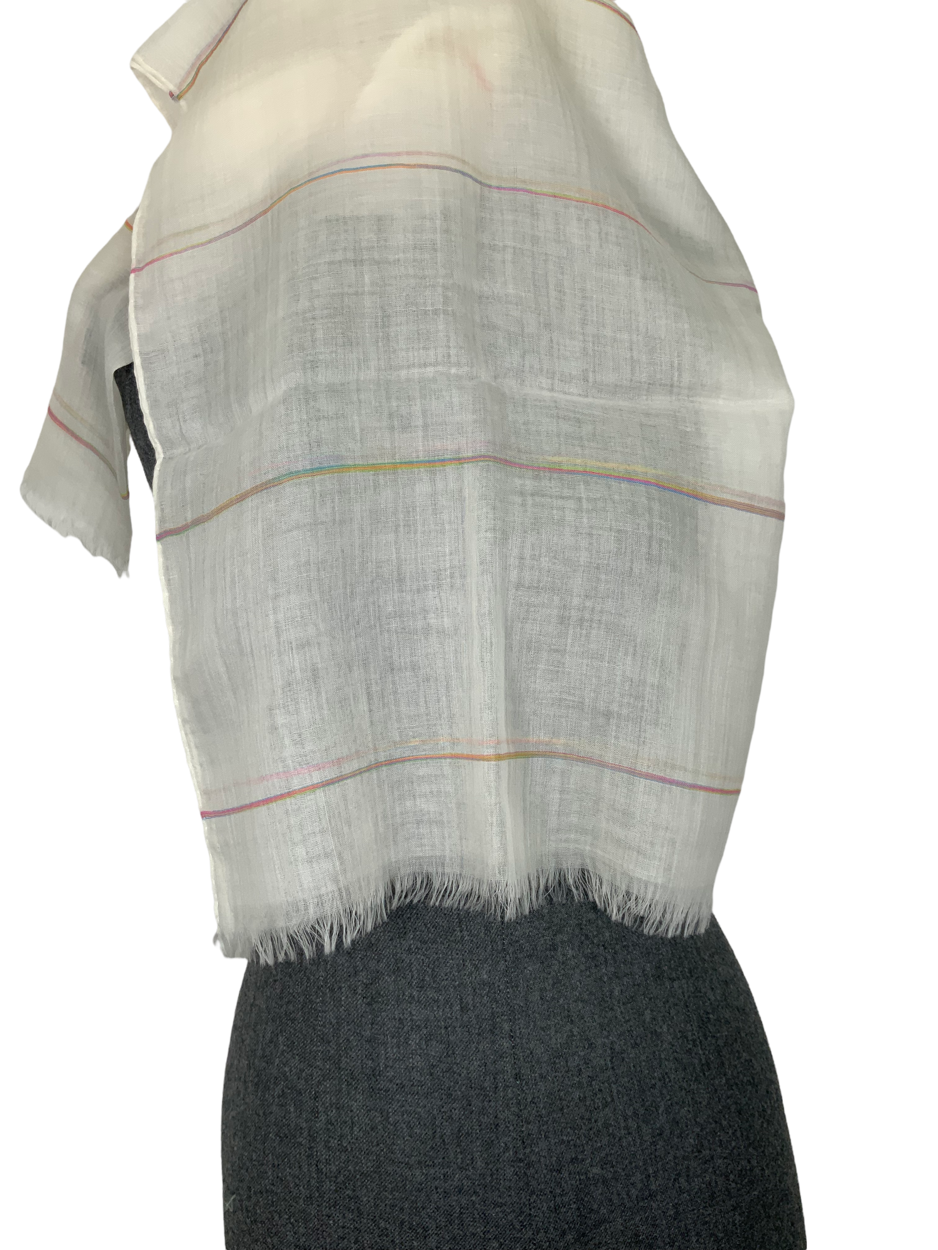Luxury Loro Piana Cashmere Striped Fringed Scarf - Soft Warm Winter Shawl Wrap for Women & Men - Perfect for Office, Travel & Cold Weather Fashion Accessory
