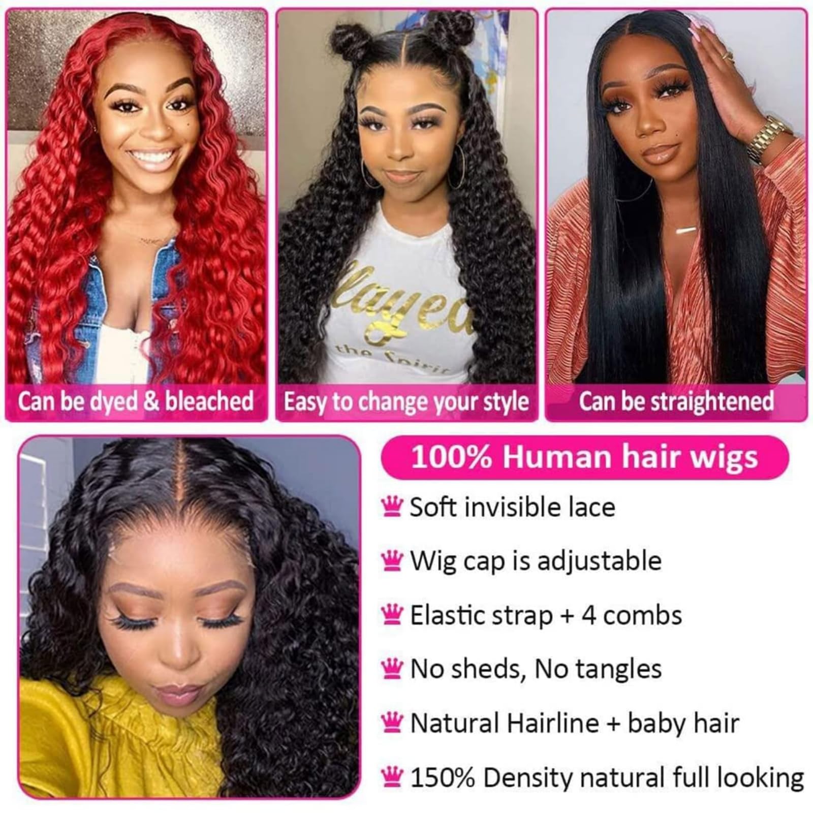 Brazilian Water Wave 5x5 Lace Front Wigs Human Hair 150% Density - Pre Plucked with Baby Hair for Black Women (24 Inch, Natural Color) | Perfect for Daily Wear, Parties & Special Occasions