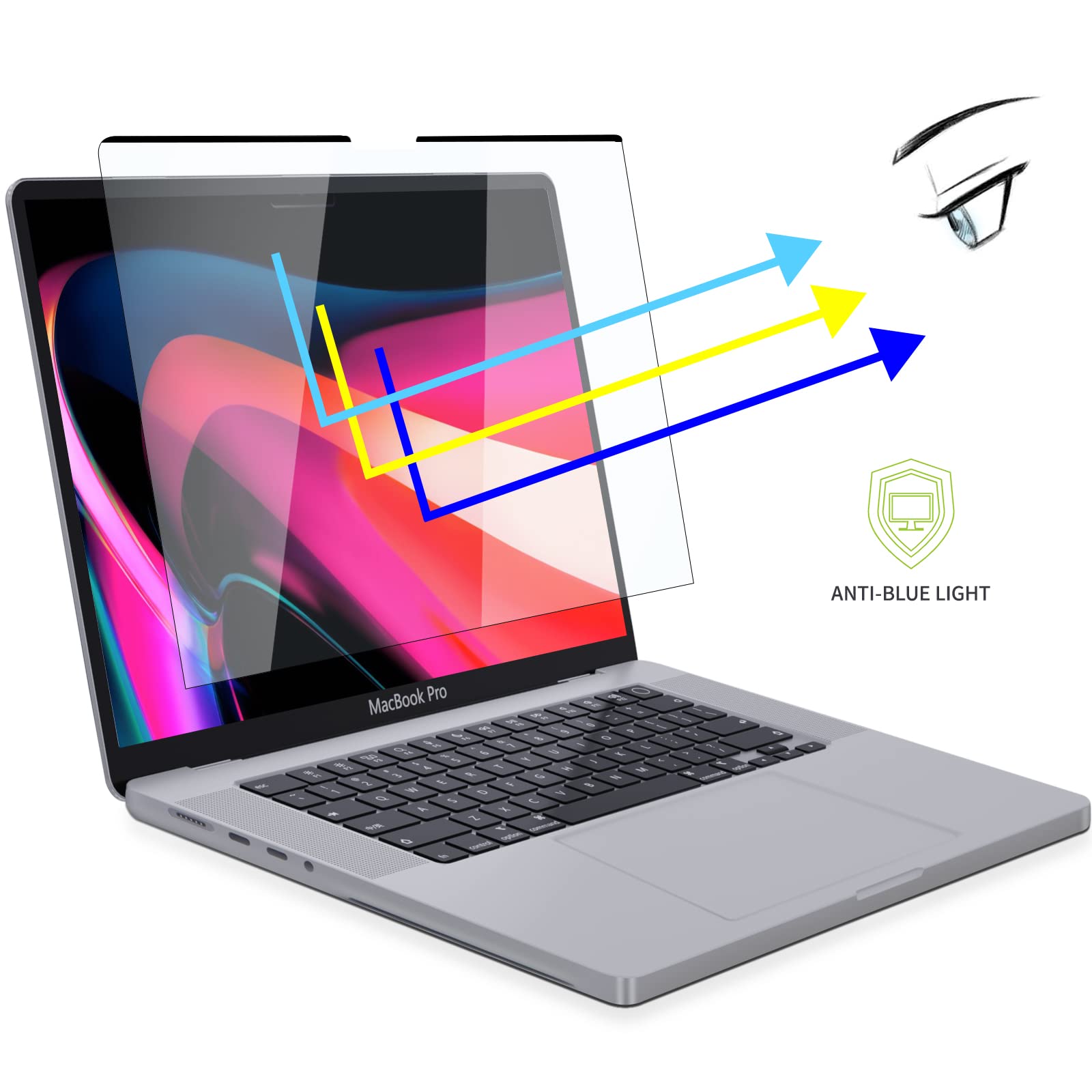 2021 MacBook Pro 14/16 Inch Anti-Blue Light Magnetic Screen Protector - A2485 Compatible | Reduce Eye Strain for Work & Gaming