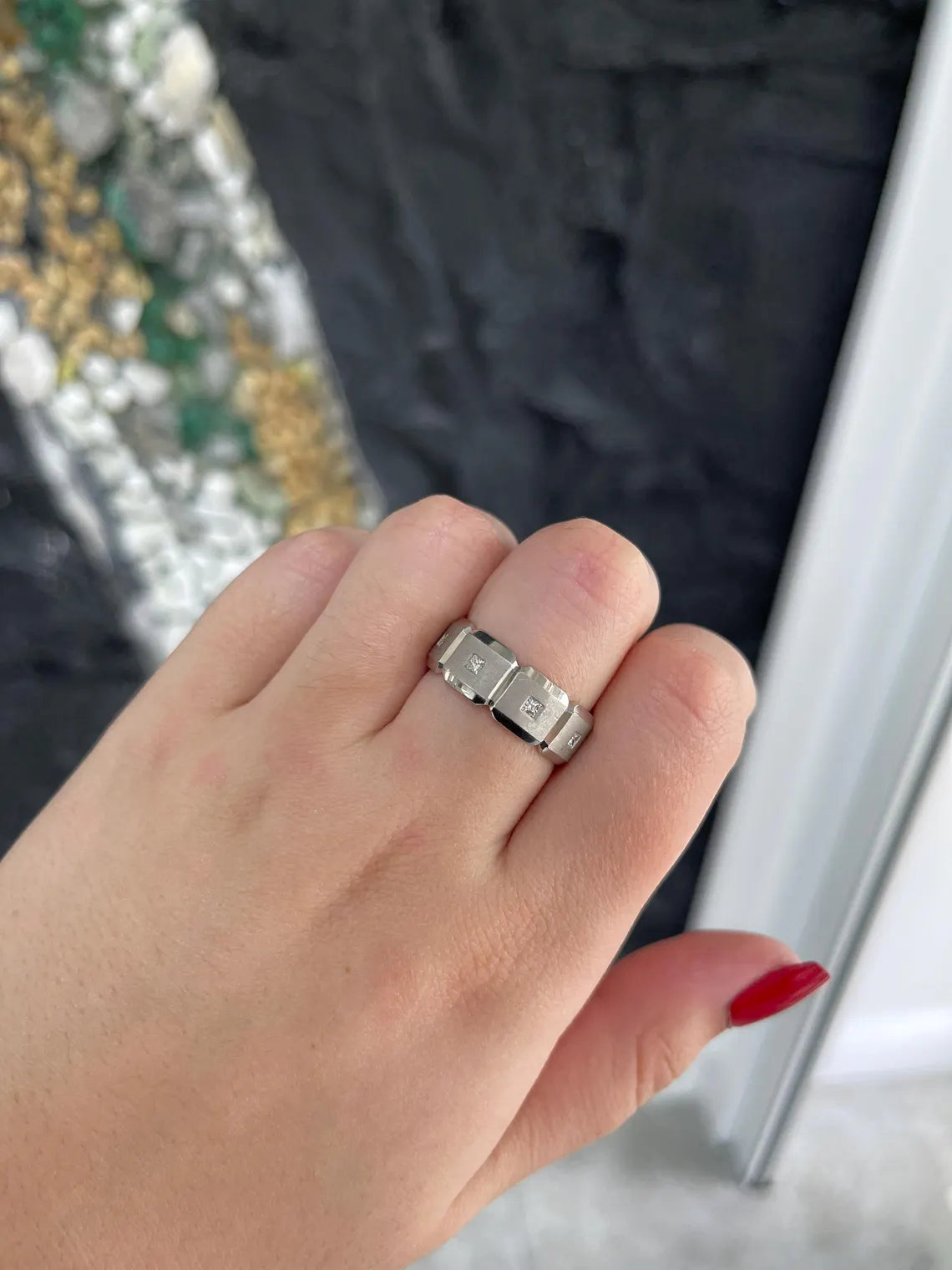 0.25ct Palladium Men's Princess Cut Diamond Wedding Band Ring - Elegant Promise Ring for Engagement, Anniversary & Special Occasions