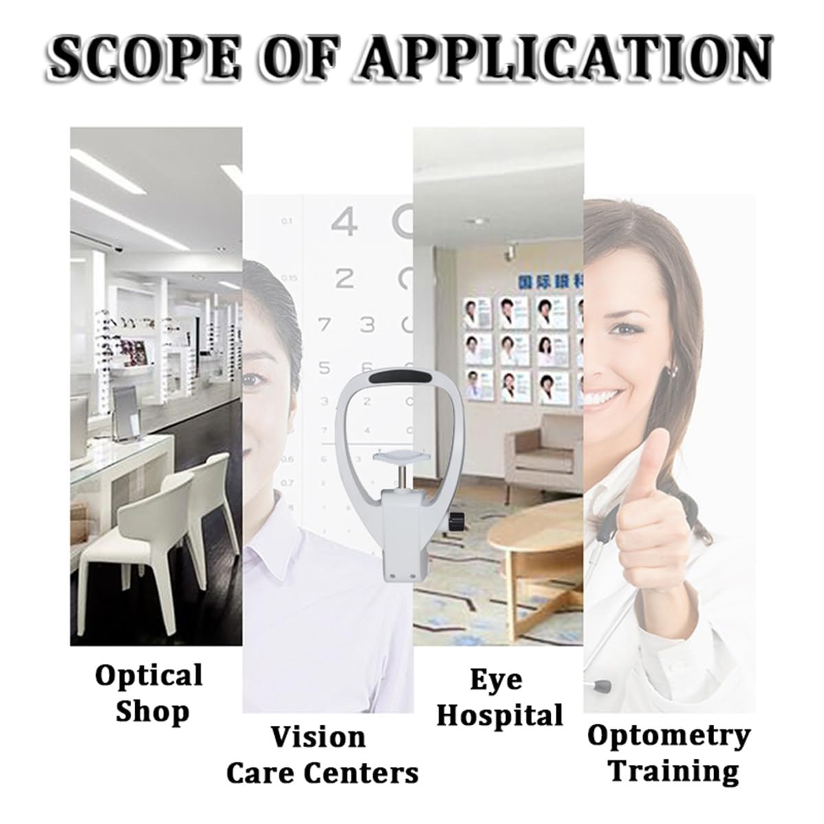 Adjustable Forehead Rest for Eye Training - 40mm Height Adjustment Knob - Optometry Accessory for Vision Therapy & Optical Instruments - Perfect for Eye Exams, Vision Therapy, and Optometry Practices