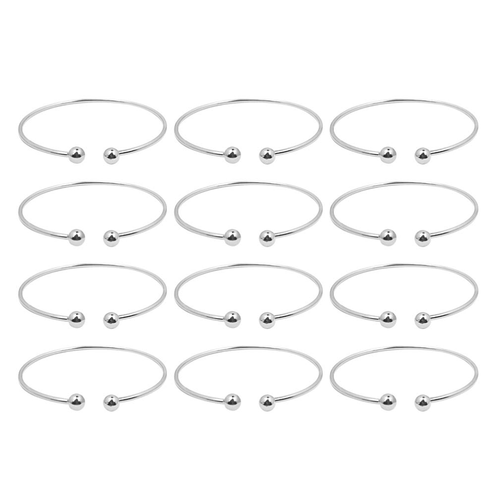 Exceart 12PCS Gold Plated Bangle Bracelets for Women - Fashion Simple Open Cuff Bracelets with Beads, Elegant Friendship Jewelry Gift for Best Friend, Sister, Girlfriend - Perfect for Parties, Daily Wear & Gifting