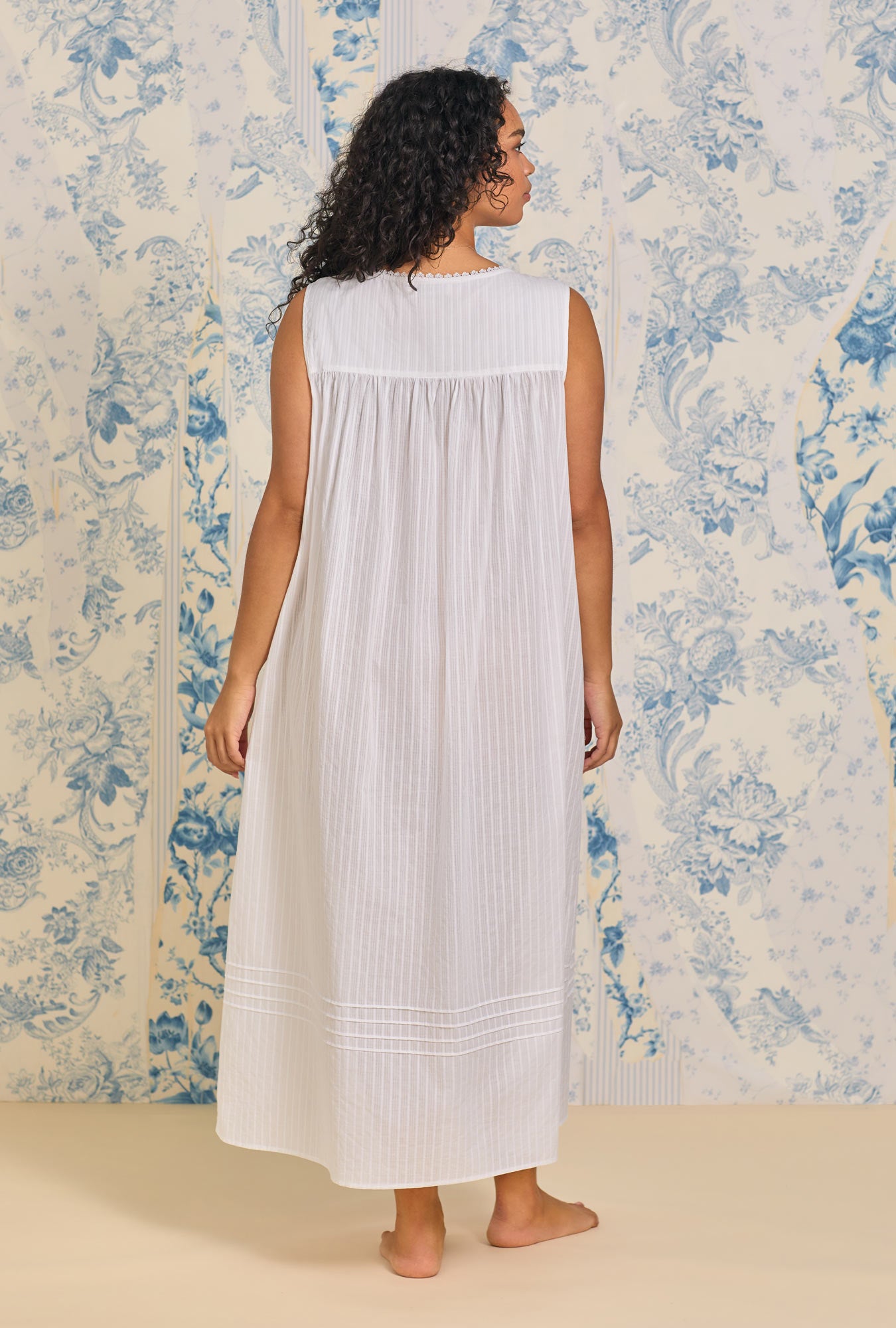 Eileen Dobby Striped White Gown - Elegant Long Sleeve Maxi Dress for Women | Perfect for Weddings, Parties & Special Occasions
