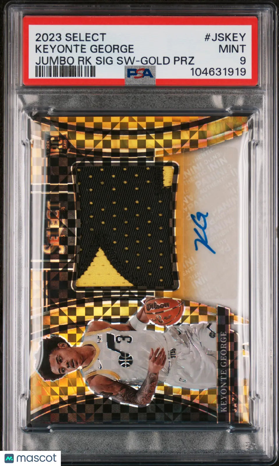 2023 Panini Select Jumbo Rookie Auto Swatch Keyonte George Gold Prizm PSA 9/10 - Basketball Trading Card for Collectors & Investors - Perfect for Display, Trading, and Portfolio Growth