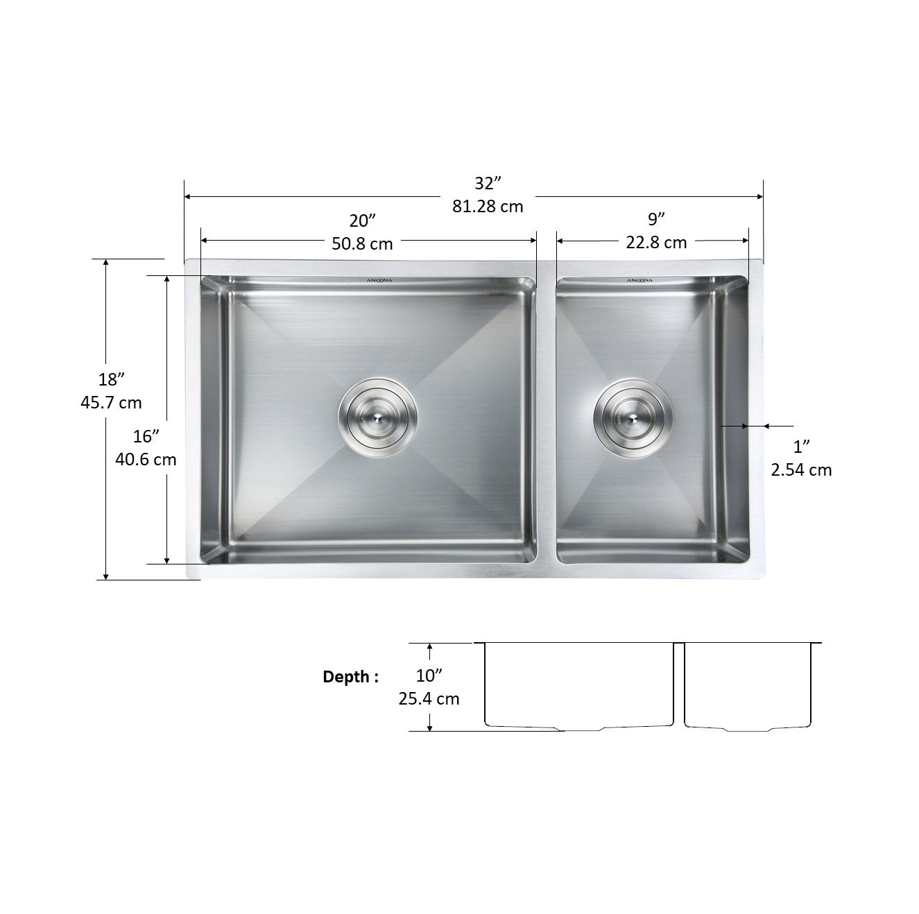 Prestige Series 32-Inch Undermount Stainless Steel 70/30 Double Bowl Kitchen Sink - Satin Finish with Drain Grids & Strainers - Perfect for Modern Kitchens & Heavy-Duty Cooking
