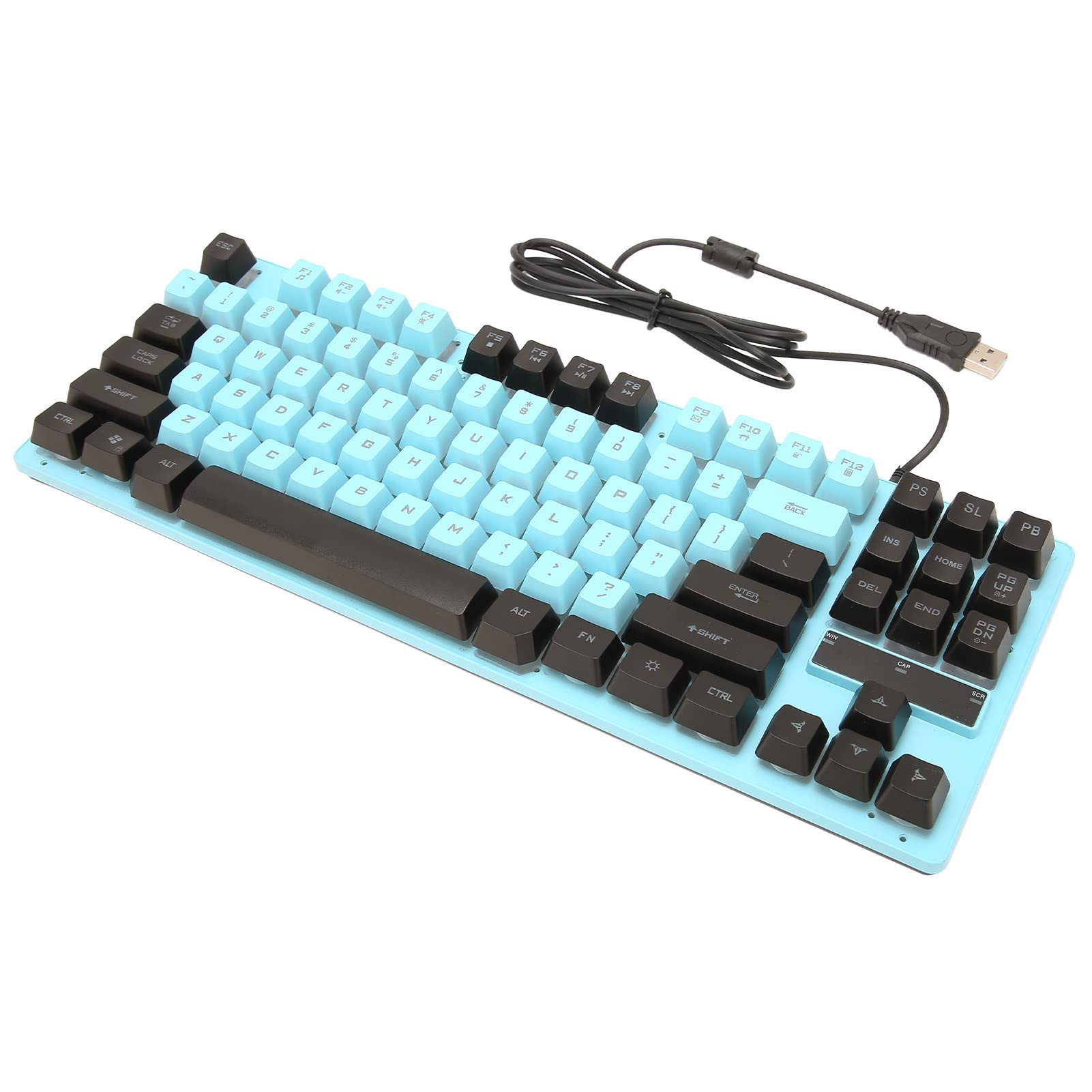 Bewinner RGB Backlit Wired Gaming Keyboard - 87 Anti-Ghosting Keys, Ergonomic Design for PC, Mac OS X, Windows 10/8/7/XP (Blue Black) - Perfect for Esports, Streaming & Office Work