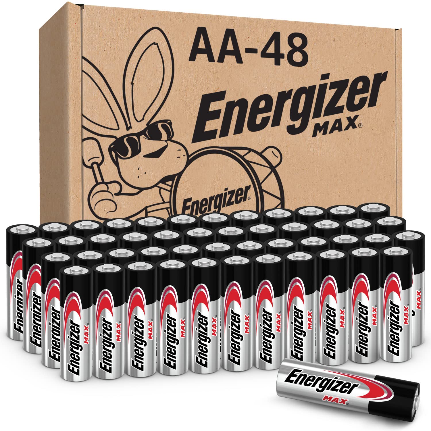 Energizer AA Alkaline Batteries (48 Count) - Long-Lasting Power for Toys, Flashlights, Remote Controls & More