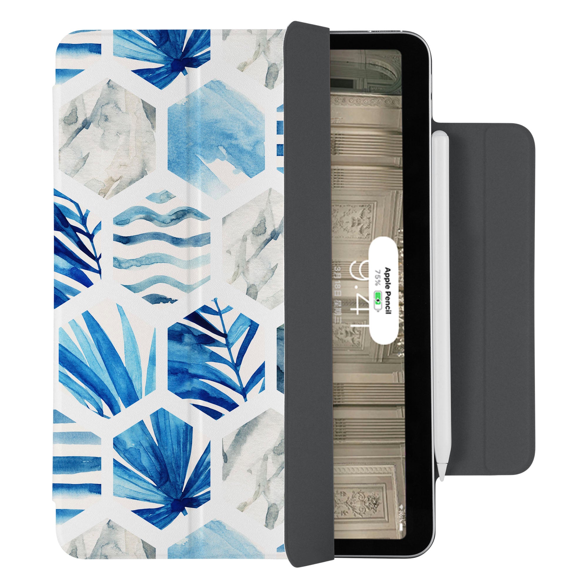 SlimFit iPad Case with Geometric Flower Design - Lightweight Protective Cover for iPad Air/Pro, Perfect for Work, Travel & Daily Use