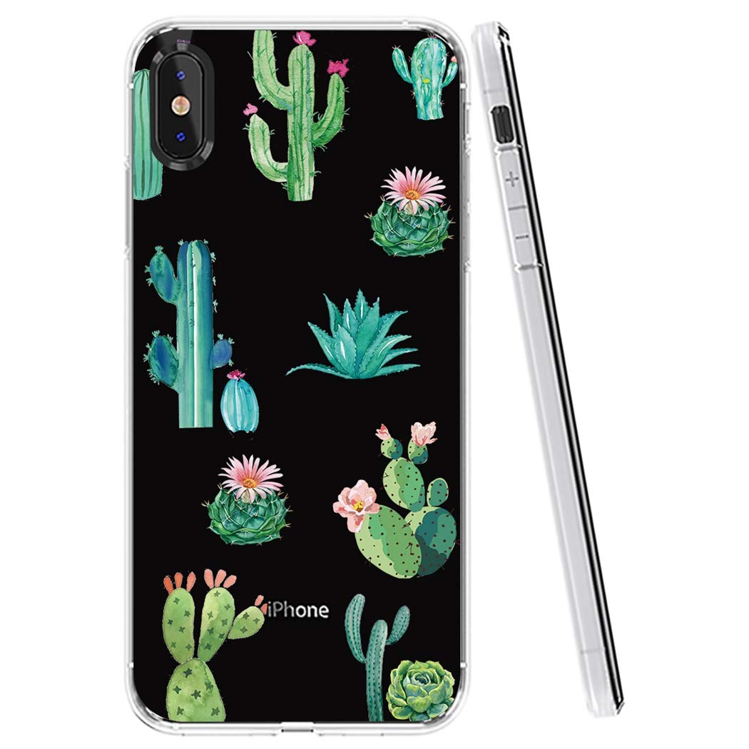 iPhone Xs/X Clear Soft TPU Shockproof Protective Phone Case for Women & Girls - Cactus Design - Perfect for Everyday Use, Travel & Outdoor Activities