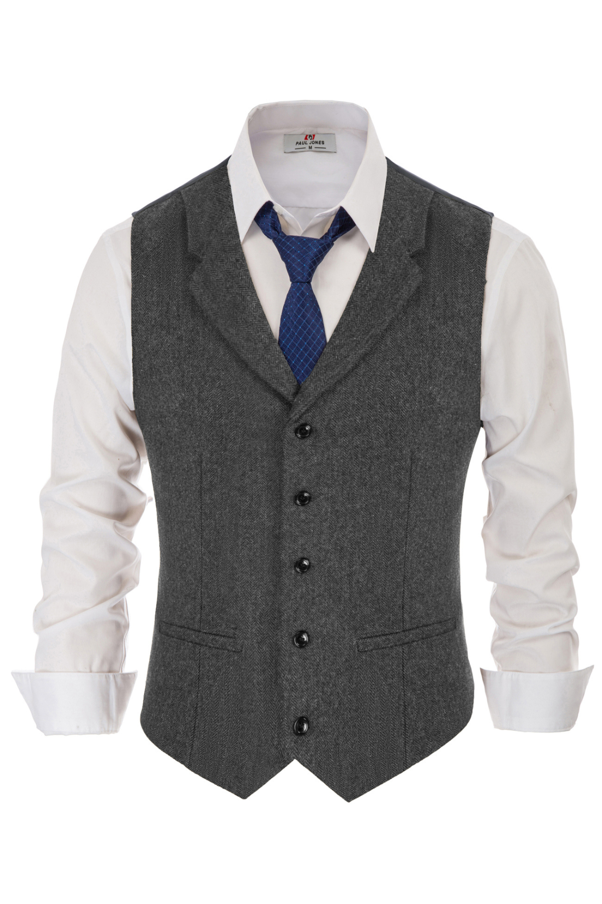 Men's Slim Fit Herringbone Tweed Wool Blend Waistcoat Vest - Western Style Formal Suit Vest for Weddings, Parties & Business Events