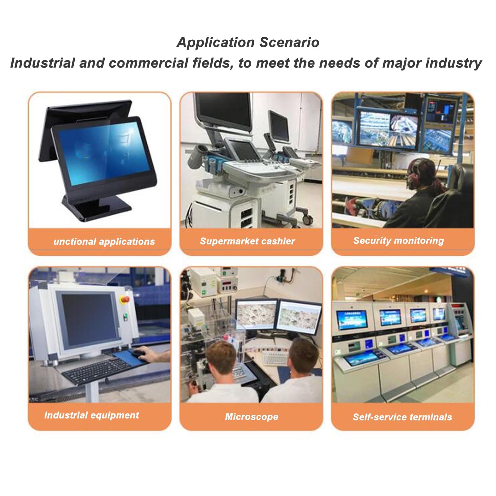 8 Inch Touchscreen Monitor with Capacitive Multi-Touch & LED Backlit Display - 1024x768 Resolution, VGA Inputs (US Plug) - Ideal for Supermarket POS, Restaurant Kiosks, Retail Displays & Digital Signage