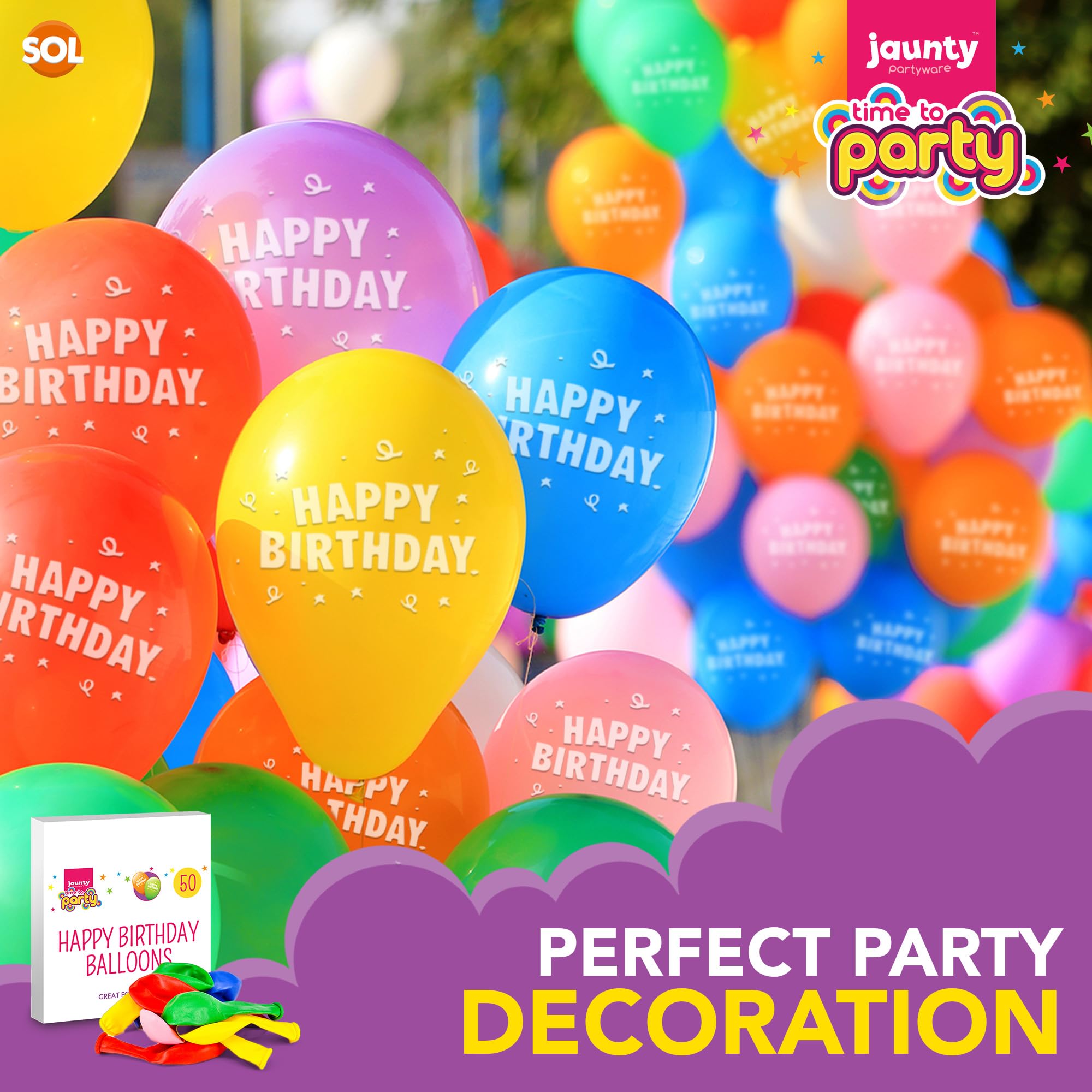 50-Pack Happy Birthday Balloons 9 Inch - Vibrant Latex Party Balloons for Kids Birthday Decorations - Ideal for Balloon Arches, Party Games & Celebrations - Durable Long-Lasting Balloons for Indoor/Outdoor Birthday Parties, Baby Showers & Graduation Events