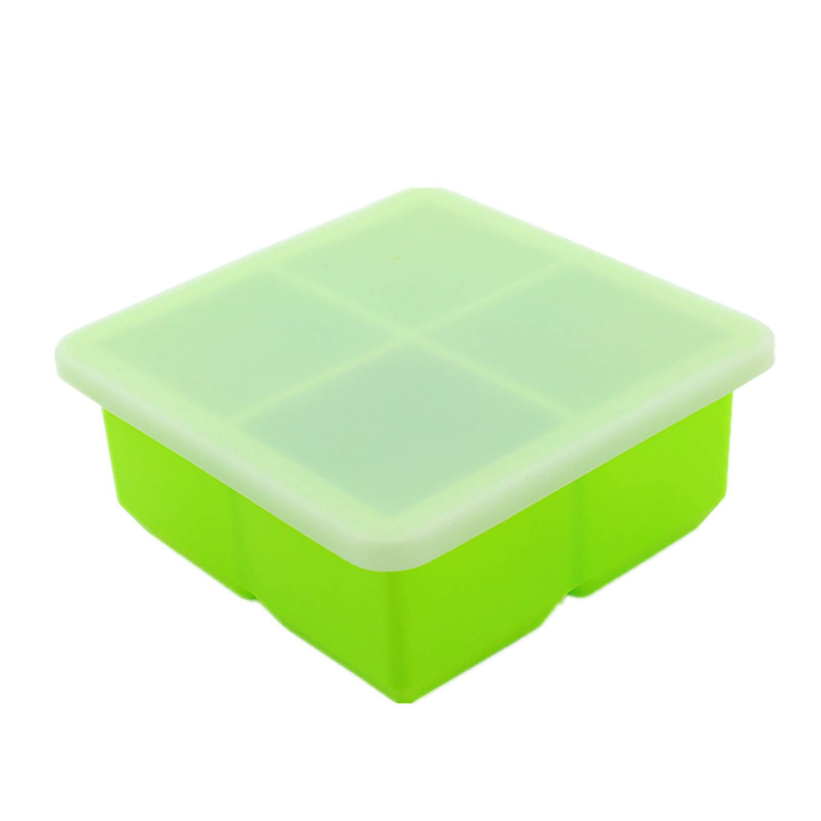 4 Grids Square Ice Cube Tray - Perfect for Cocktails, Iced Coffee, Pudding & Jelly Molds - BPA Free Silicone Ice Maker for Home Bars & Parties