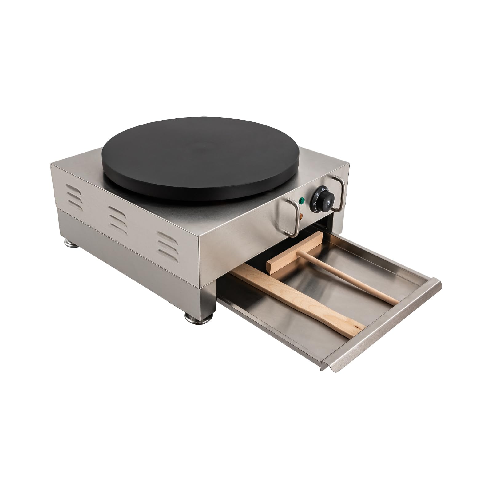 16 Inch Electric Crepe Maker - 2200W 110V Pancake Machine with Adjustable Temperature & Non-Stick Surface, Includes Wooden Spreader - Perfect for Breakfast, Brunch, Desserts & Commercial Crepe Making
