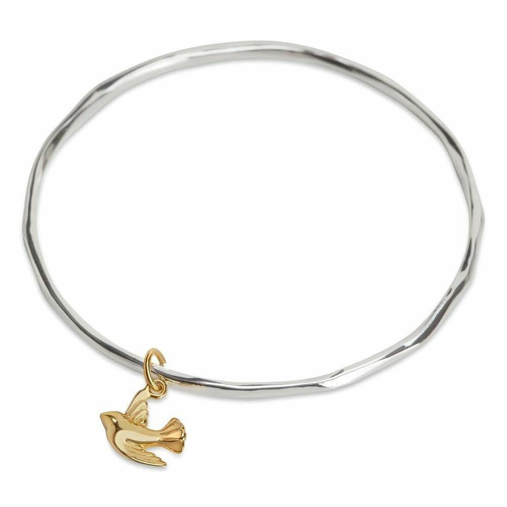 Elegant Bird Bangle Bracelet - Sterling Silver & 14K Gold Plated Jewelry for Women | Perfect Gift for Birthday, Anniversary & Everyday Wear