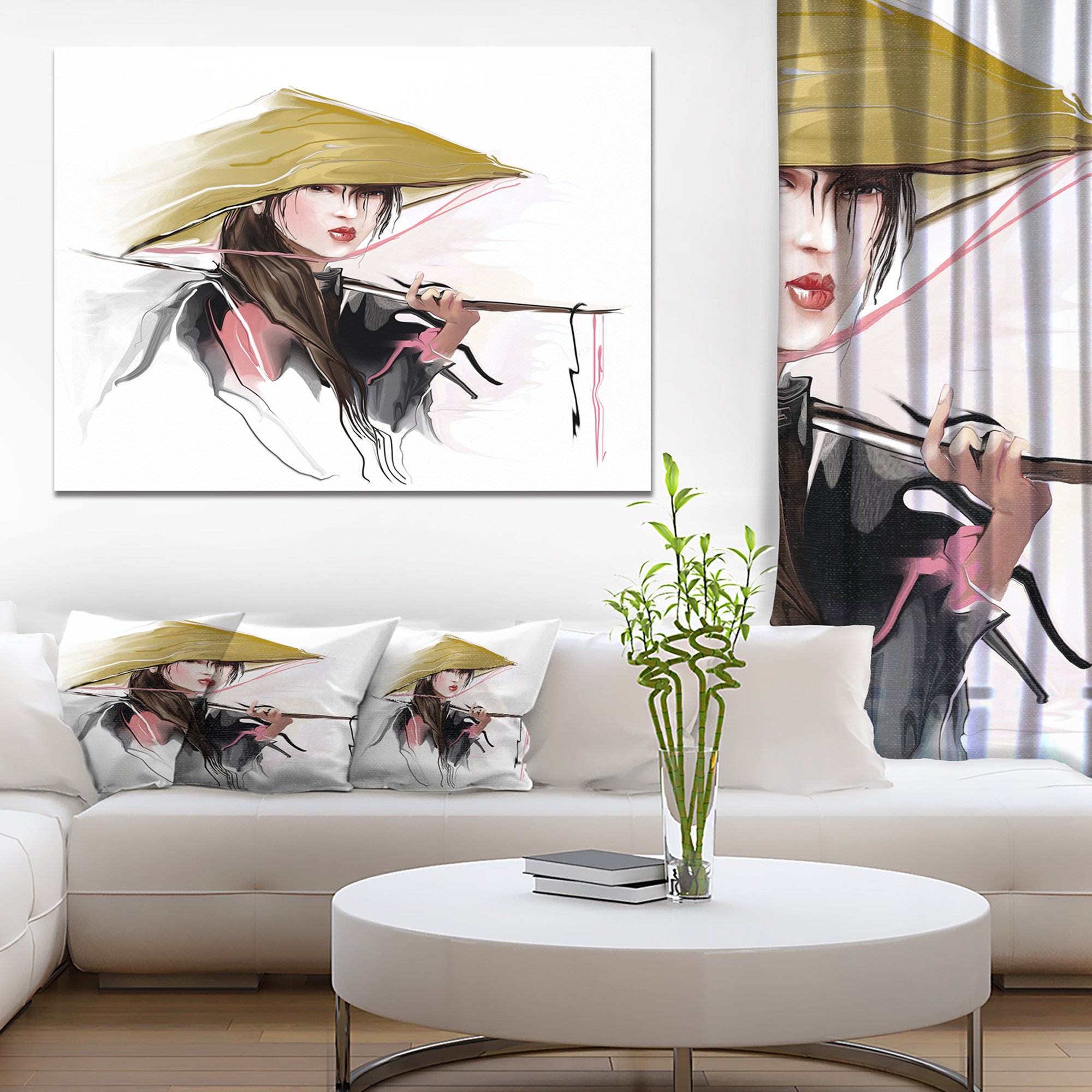 Vietnamese Woman Digital Art Portrait Canvas Print - Elegant Wall Decor for Living Room, Bedroom & Office - Unique Gift Idea for Art Lovers