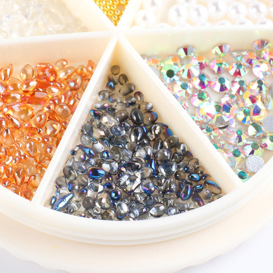 Rhinestone and Charm Nail Art Decoration Wheels for DIY Manicure - Perfect for Nail Salon, Home Nail Design, and Party Glam Looks