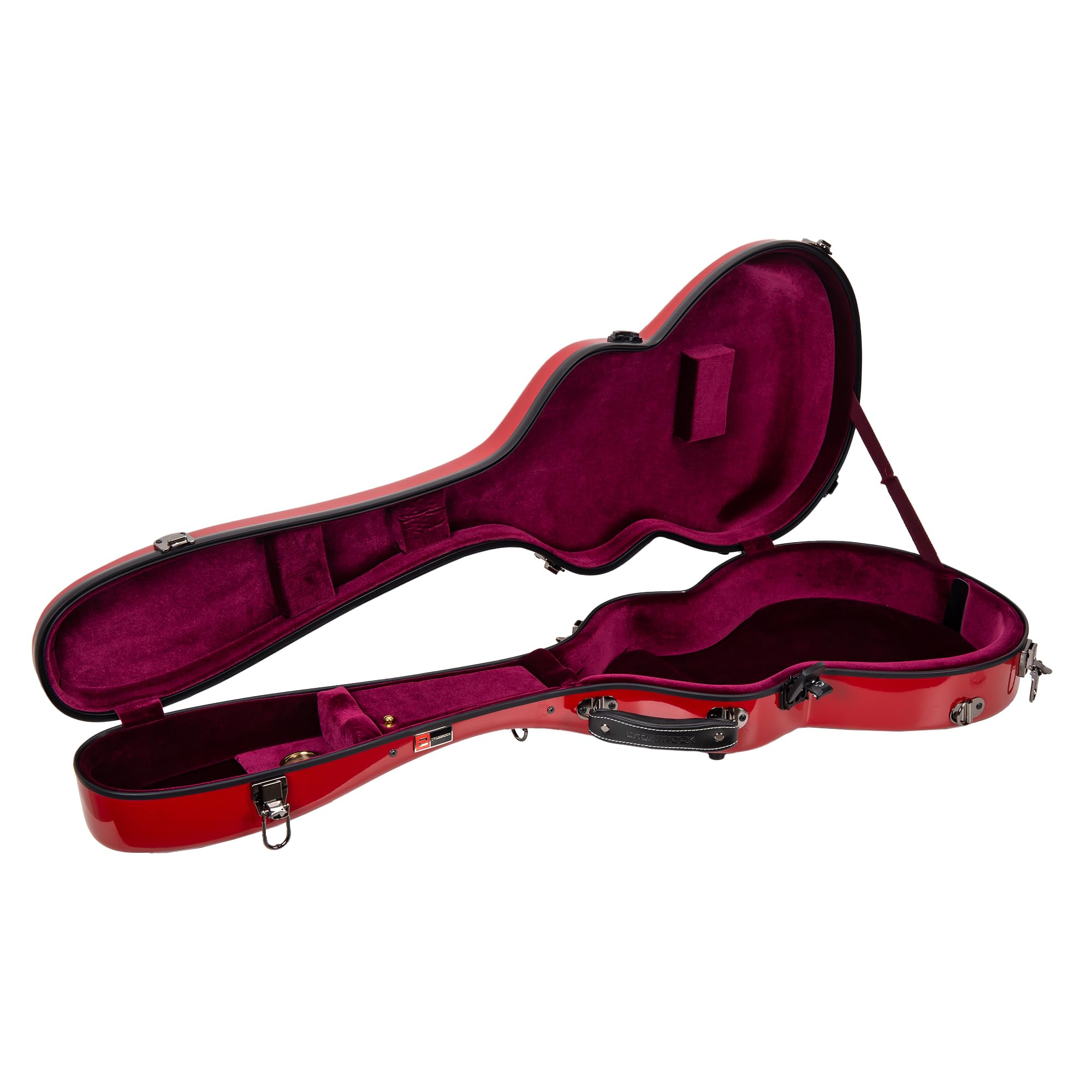 Crossrock Fiberglass Hardshell Guitar Case for Les Paul - Red Backpack Style | Perfect for Travel, Gigging & Secure Storage