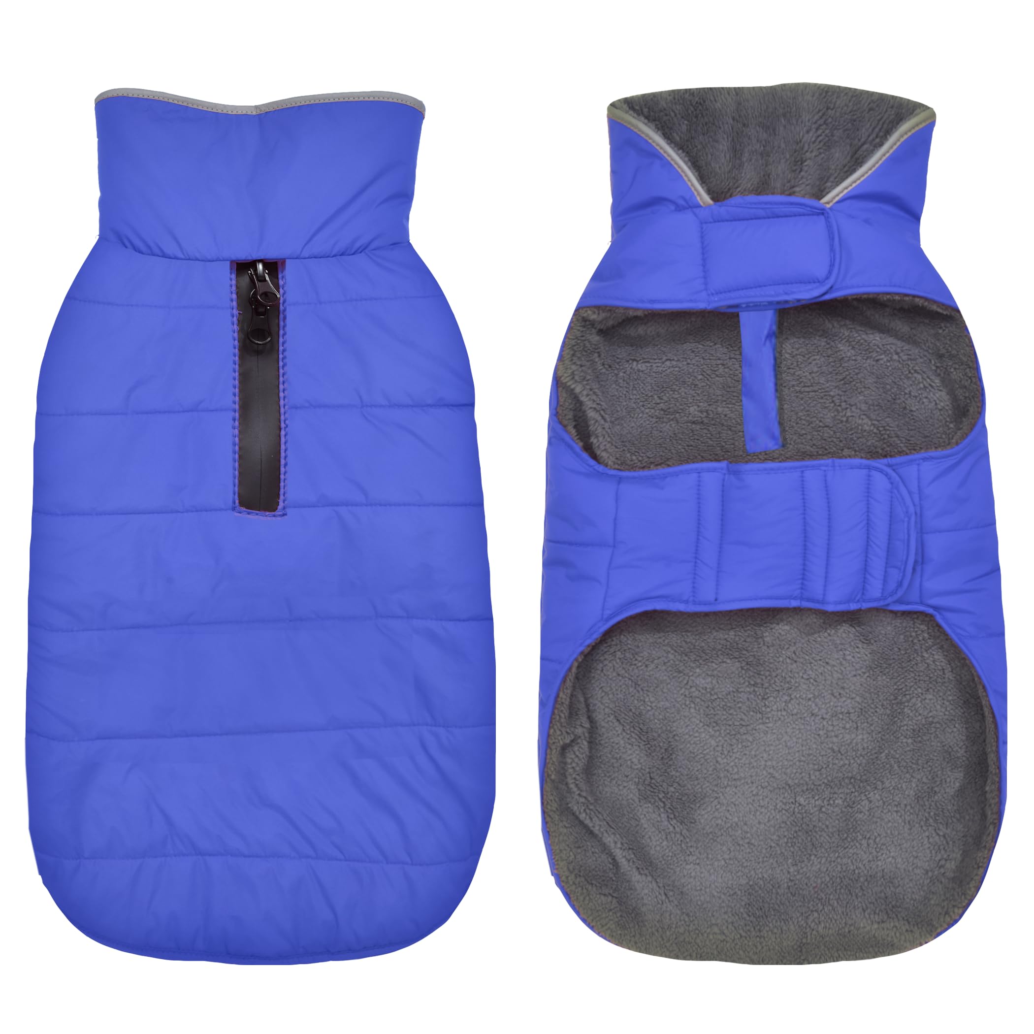 Waterproof Reflective Dog Winter Coat with Leash Hole - Windproof Fleece Snow Jacket for Small Medium Large Dogs - Blue XS - Perfect for Cold Weather Walks & Outdoor Adventures