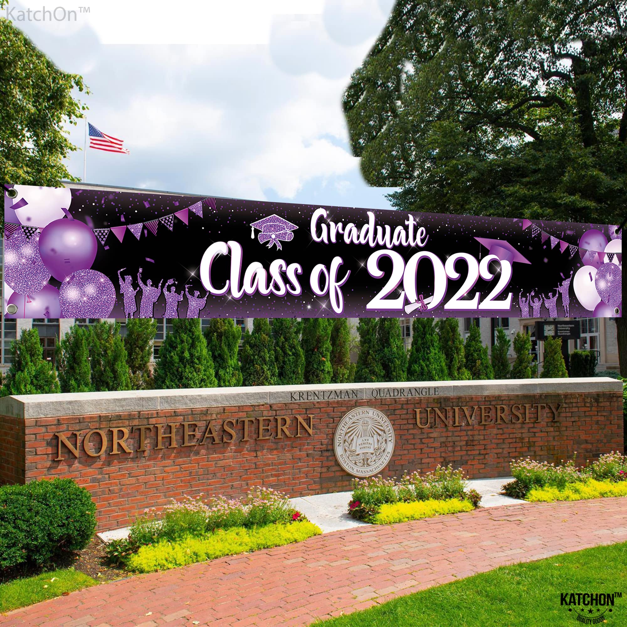 Class of 2022 Graduation Banner - 120x44 Inch Large Purple Yard Sign | Outdoor Graduation Party Decorations for Backyard, Lawn & School Celebrations | Durable Graduation Decor for 2022 Graduates