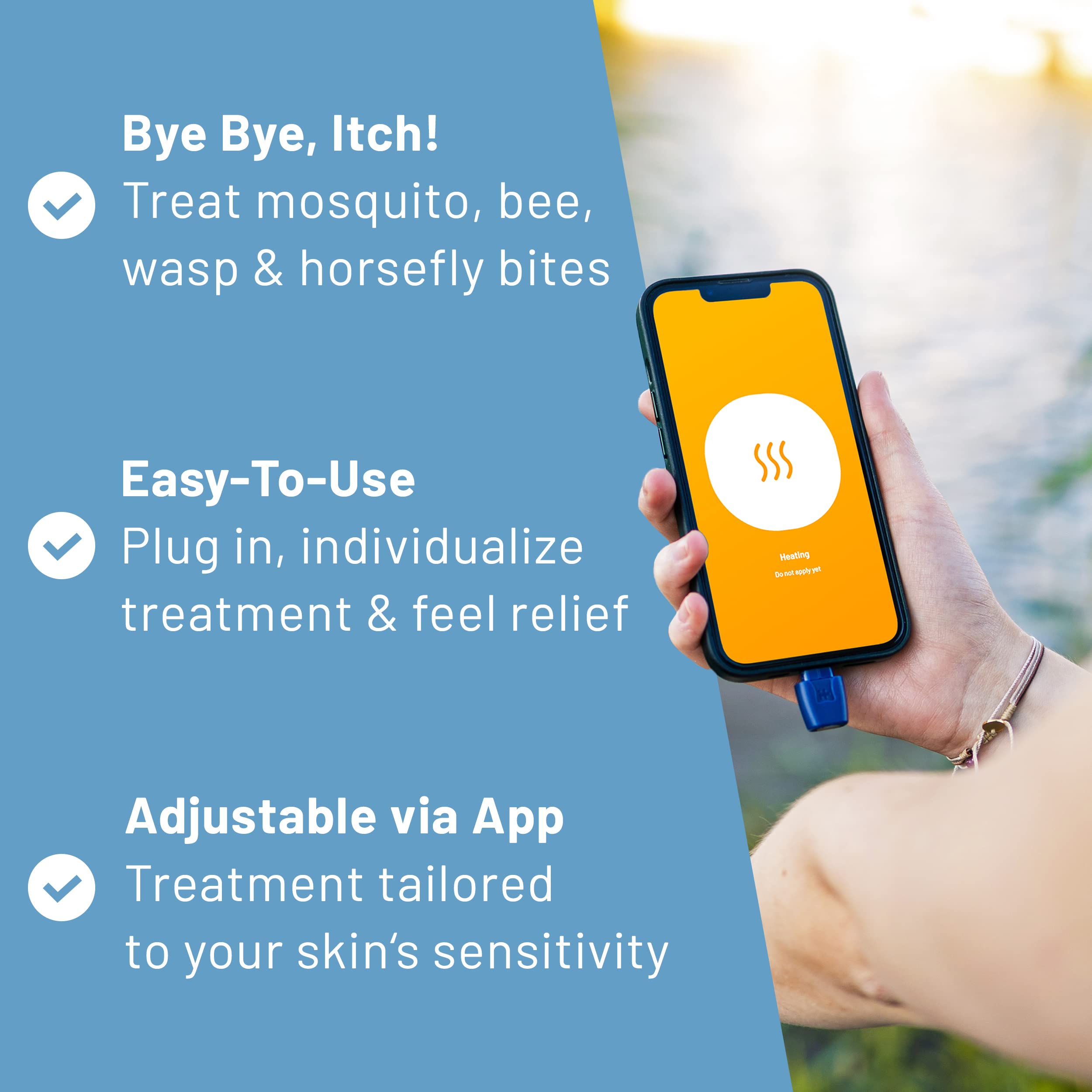 Heat It - Smartphone-Powered Insect Bite Healer for iPhone 6s to 14 (Lightning) - Chemical-Free Itch & Pain Relief with Concentrated Heat - Perfect for Outdoor Camping, Hiking, and Travel First Aid