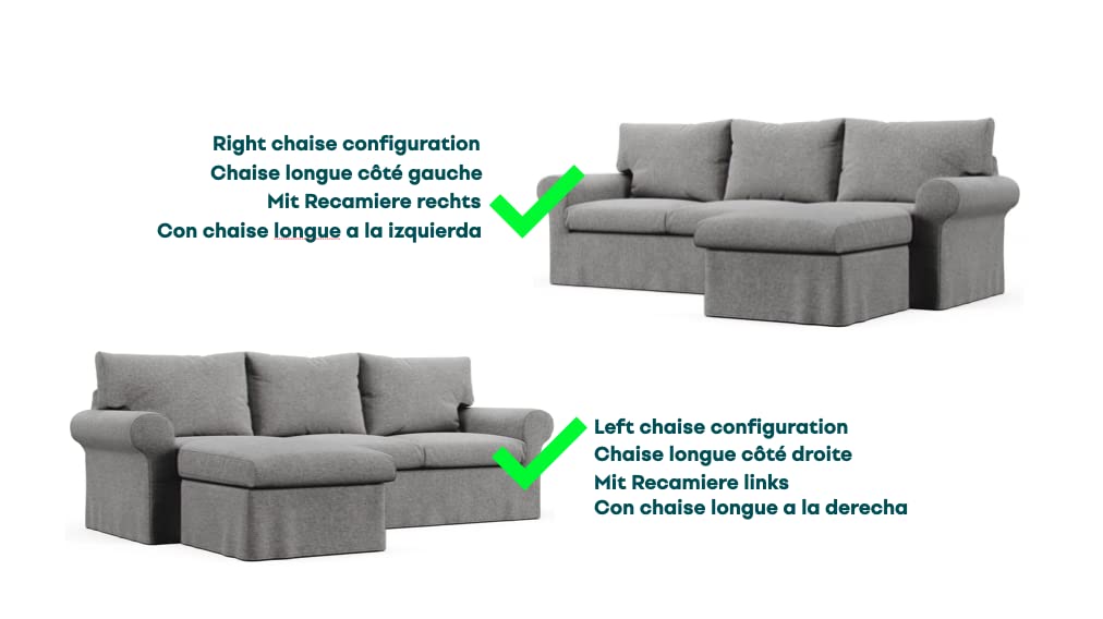 Custom Ektorp Sofa Slipcover - Replacement Cover for IKEA Ektorp 2-Seater Sofa with Chaise | Durable Fabric, Easy Fit | Perfect for Living Room, Family Room & Home Decor