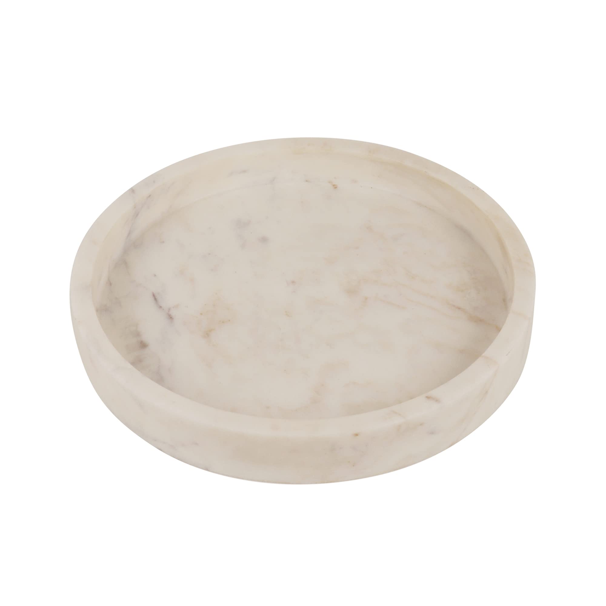 NikkisPride Handmade Marble Tray - Round Decorative Vanity Tray for Bathroom & Kitchen Countertop | Perfect for Jewelry Display, Soap Holder & Home Decor (Made in India)