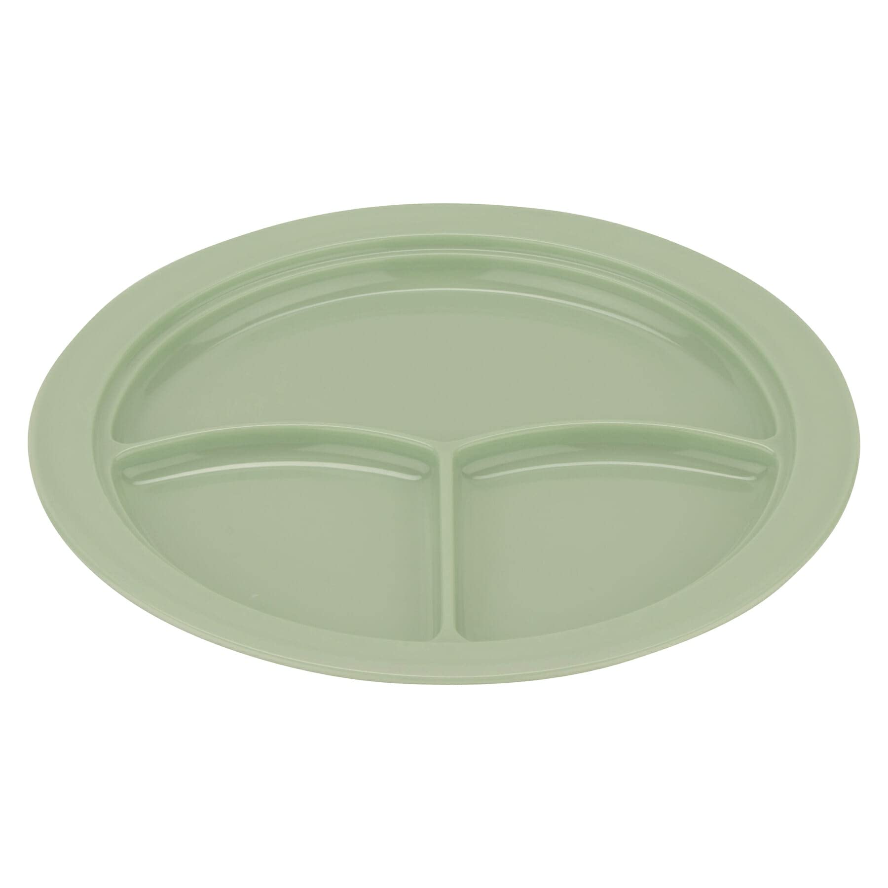 G.E.T. Heavy-Duty 3 Compartment Plastic Divided Plates, 10 Inch Deep Sided Green Dinner Plates - Set of 12 for School Cafeteria, Picnic, Camping & Outdoor Dining