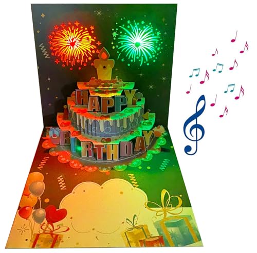 Birthday fireworks light card (blue)