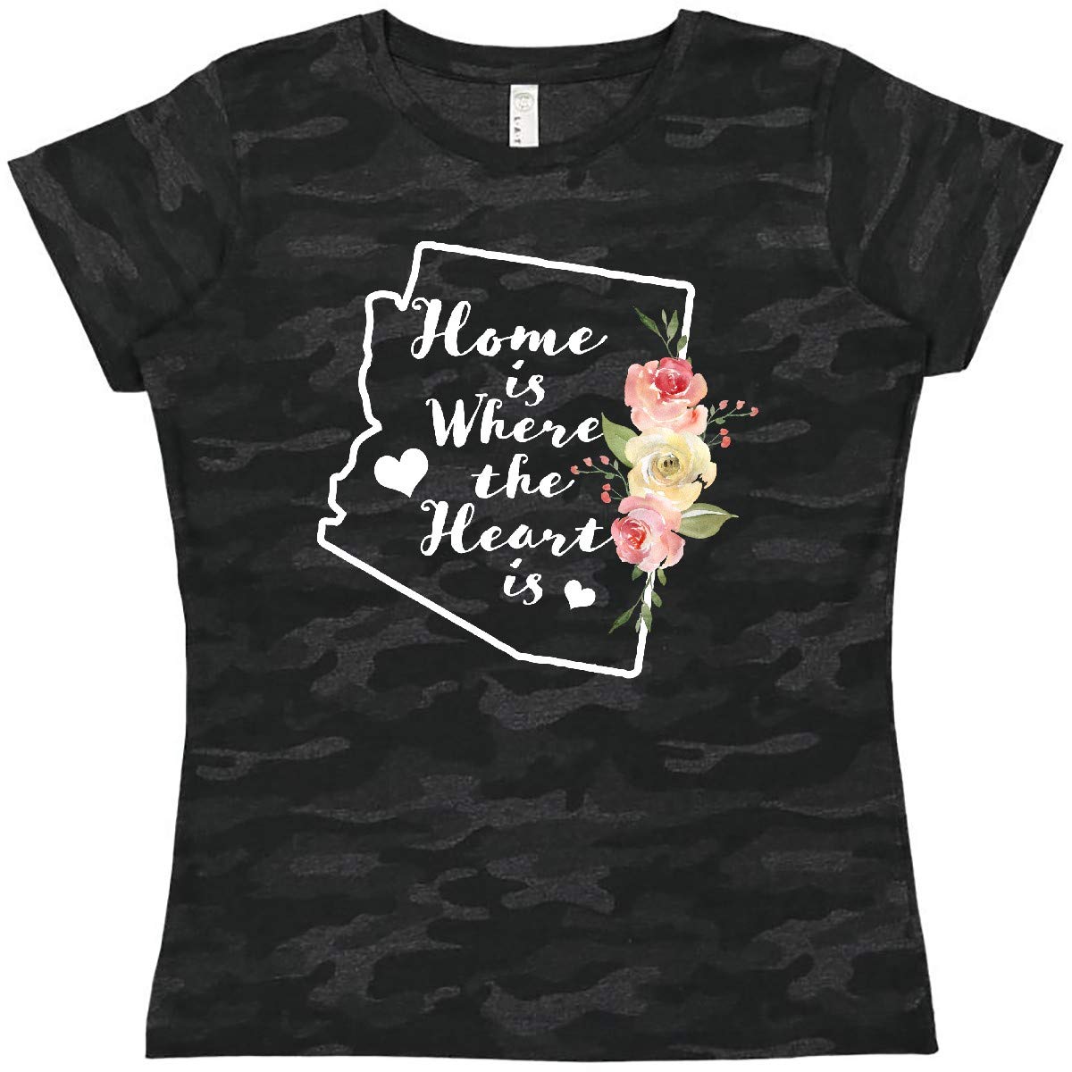 Inktastic Arizona Home is Where The Heart is Watercolor Print Women's T-Shirt - Soft Cotton Tee for Casual Wear, Travel & Everyday Comfort