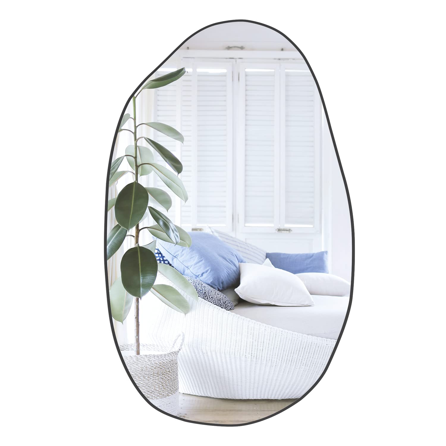 CONGUILIAO Modern Asymmetrical Wall Mirror - Large Irregular Decorative Mirror for Entryway, Bedroom, Living Room & Bathroom - 33.5