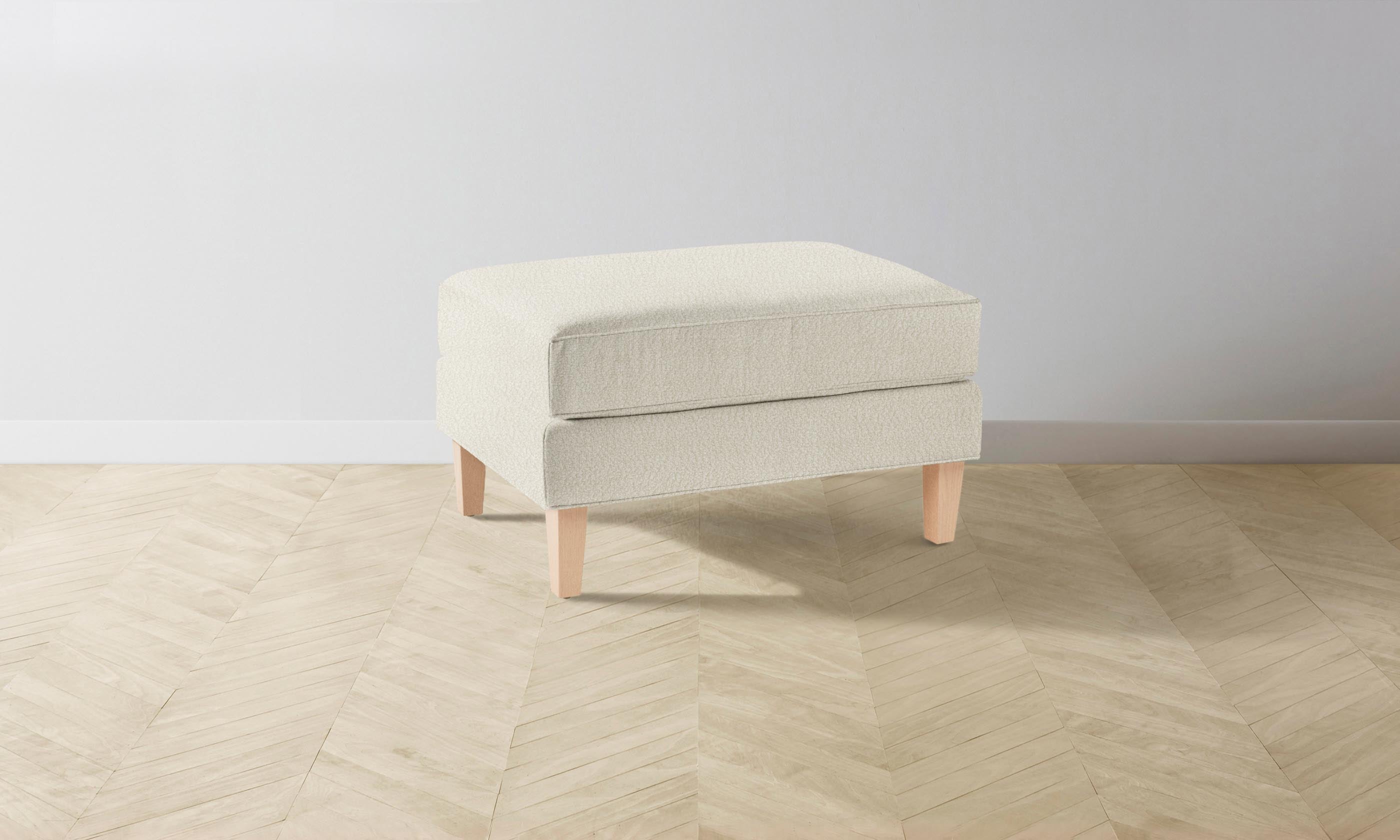 Premium Crosby Ottoman with Italian Bouclé Fabric in White - Stylish Living Room Footrest & Accent Chair for Modern Home Decor